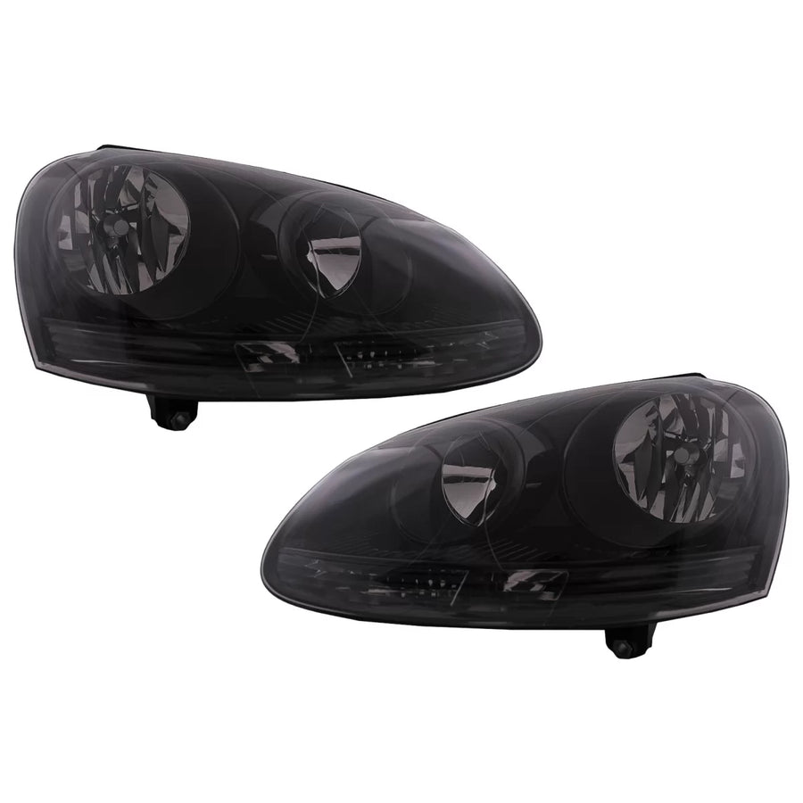 Headlights suitable for VW Golf 5 V (10.2003-2009) Jetta (2005-2010) All Black – product image 1