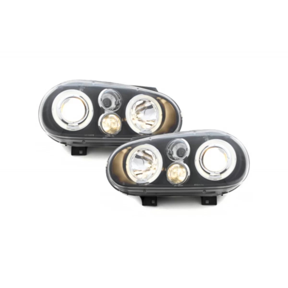 Headlights suitable for VW Golf IV 4 (09.1997-09.2003) Angel Eyes 2 Halo Rims Black – product image 1