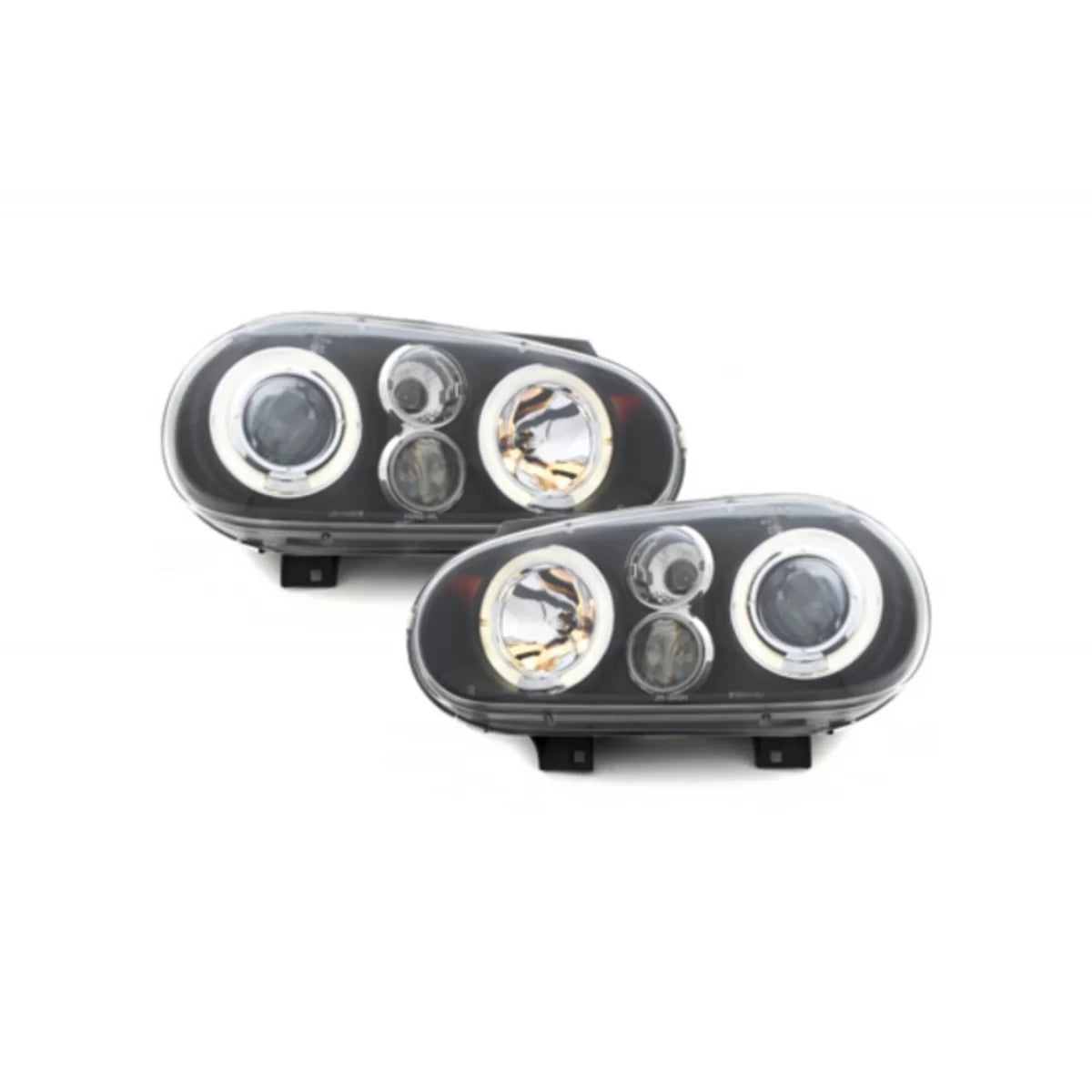 Headlights suitable for VW Golf IV 4 (09.1997-09.2003) Angel Eyes 2 Halo Rims Black – product image 1