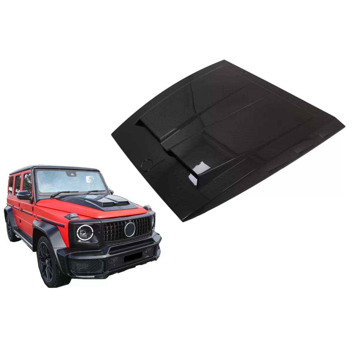 Hood Scoop Bonnet suitable for Mercedes G-Class W463 Facelift (2018-2022) Real Dry Carbon – product image 1