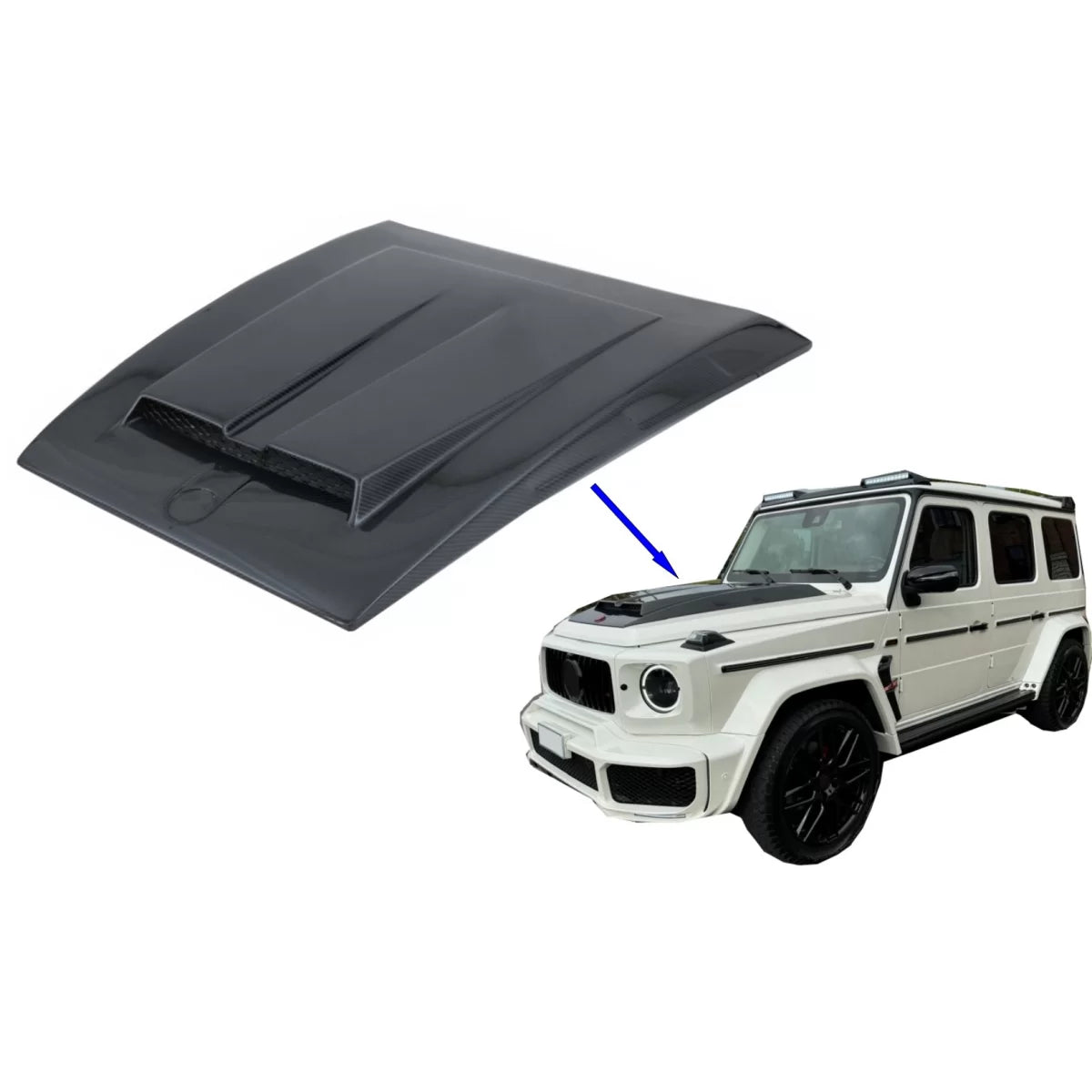 Hood Scoop Bonnet suitable for Mercedes W463 G-Class (1989-2018) Real Carbon – product image 1