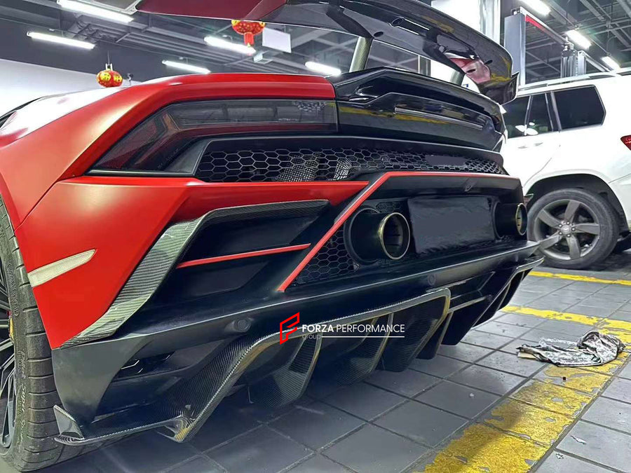 Buy Now FORZA DRY CARBON REAR BUMPER TRIMS FOR LAMBORGHINI HURACAN EVO RWD and upgrade car parts from SIR Tuning at the Best Price. Headlights, Tail lights, Bodykits, Navigations, body kit and more - Fast & Free Shipping within Europe, US & Worldwide.
