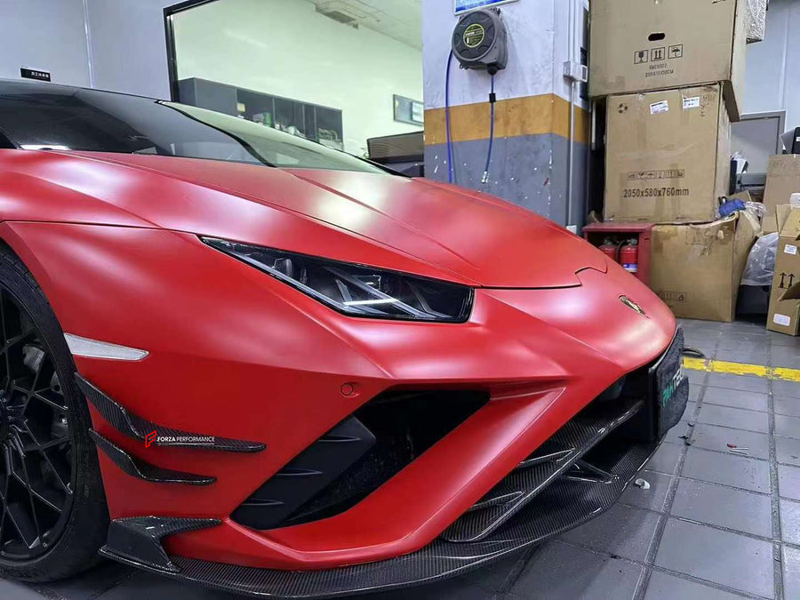 Buy Now FORZA DRY CARBON FRONT BUMPER CANARDS FOR LAMBORGHINI HURACAN EVO RWD and upgrade car parts from SIR Tuning at the Best Price. Headlights, Tail lights, Bodykits, Navigations, body kit and more - Fast & Free Shipping within Europe, US & Worldwide.