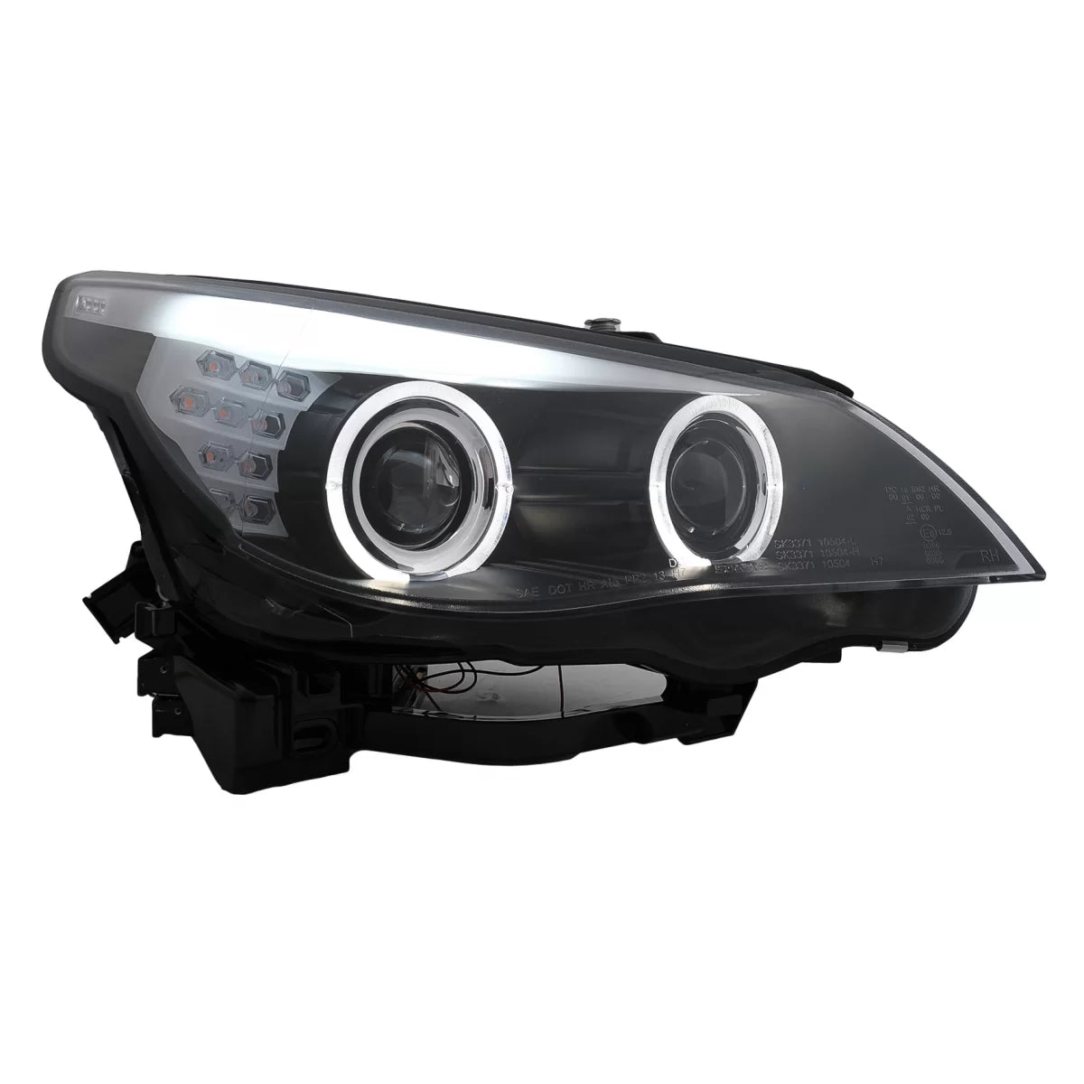 LED Angel Eyes Headlights suitable for BMW 5 Series E60 E61 (2003-2007) Black LCI Design – product image 1