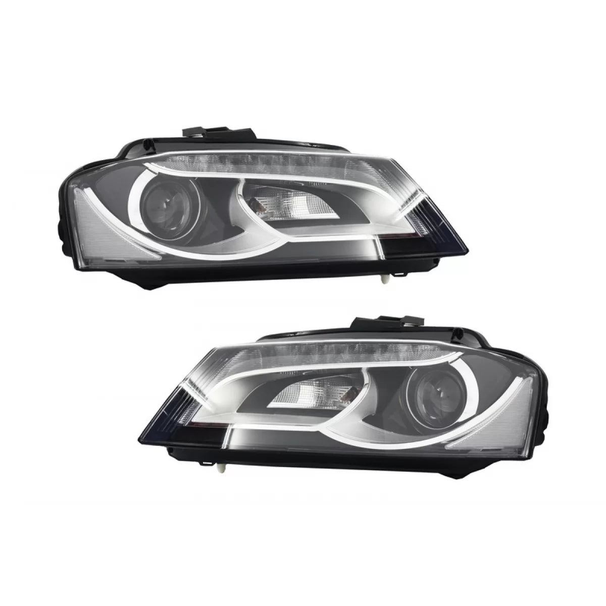 LED DRL Headlights for Audi A3 8P 8P1 8PA (2009-2012) Facelift Design Daytime Running Light Black – product image 1