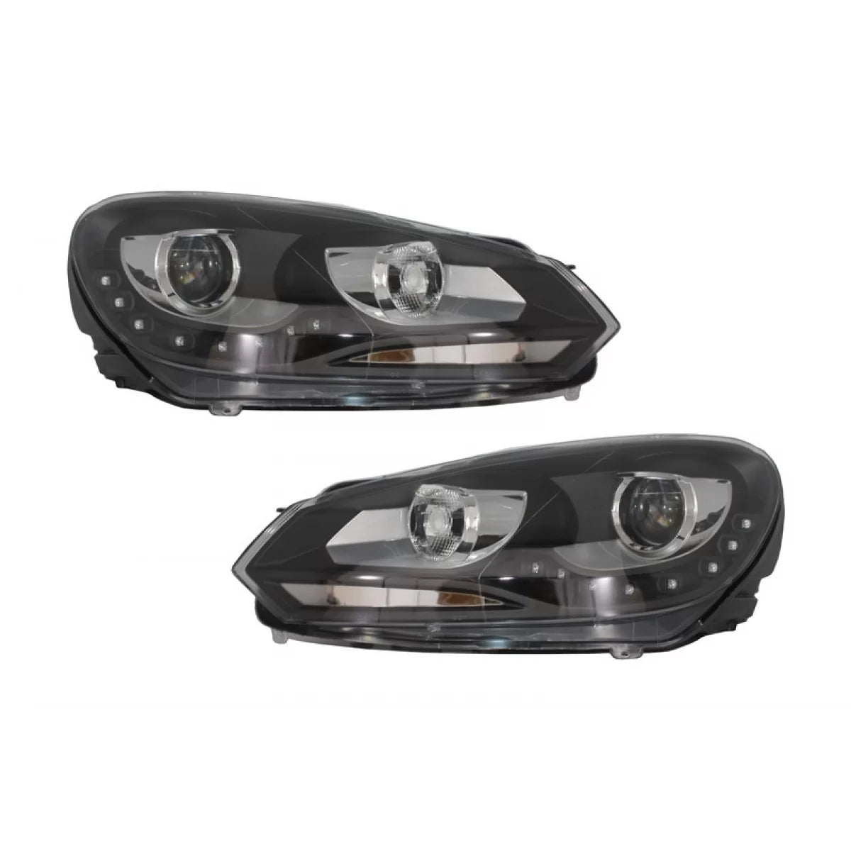 LED DRL Headlights suitable for VW Golf 6 VI (10.2008-2012) Black – product image 1