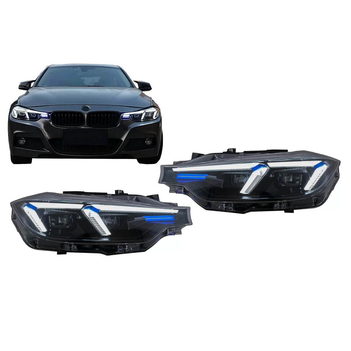 LED Headlights suitable for BMW 3 Series F30 F31 Sedan Touring (10.2011-2019) Upgrade to G20 2024 Design – product image 1
