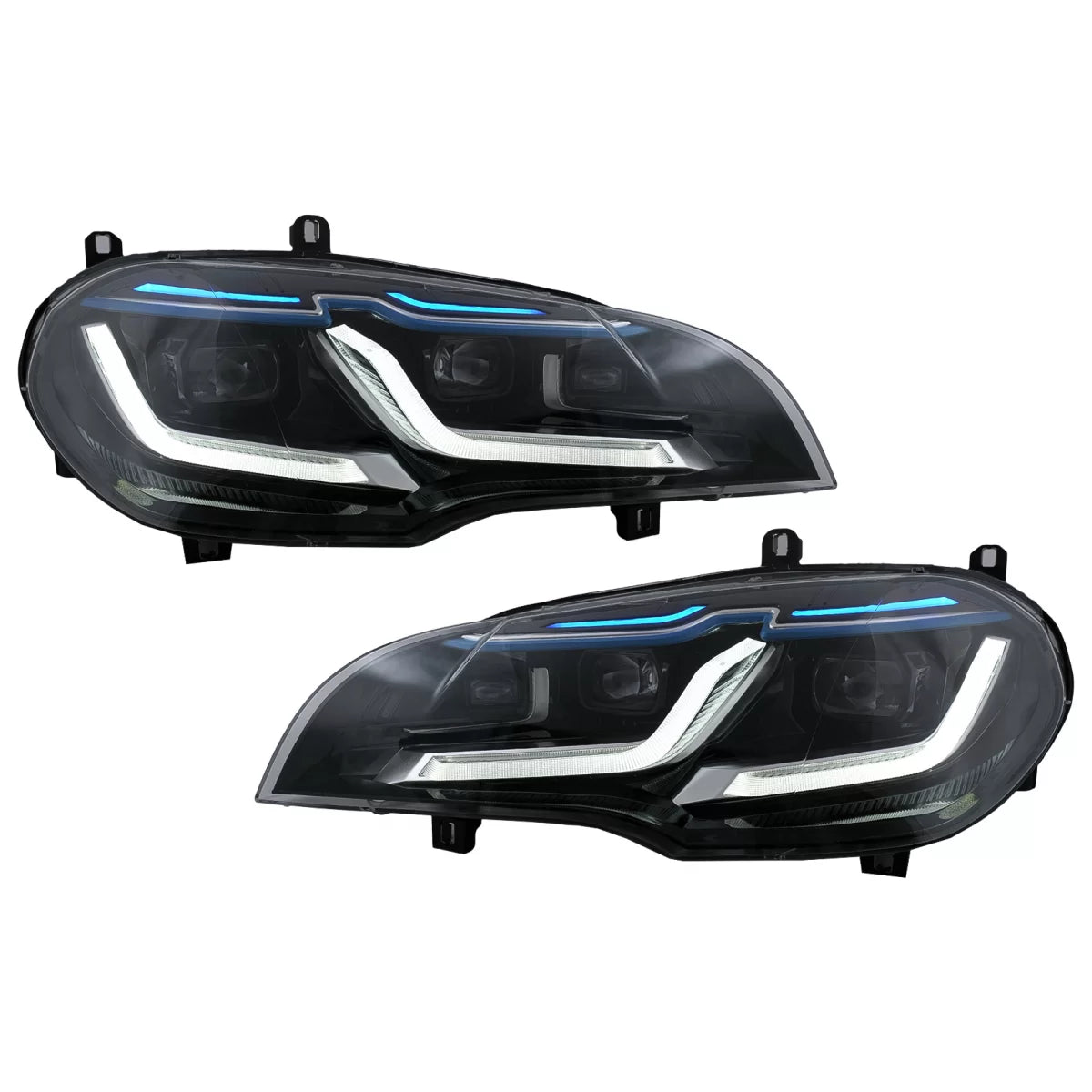 LED Headlights suitable for BMW X5 E70 (2007-2014) Conversion from HID to LED Black – product image 1