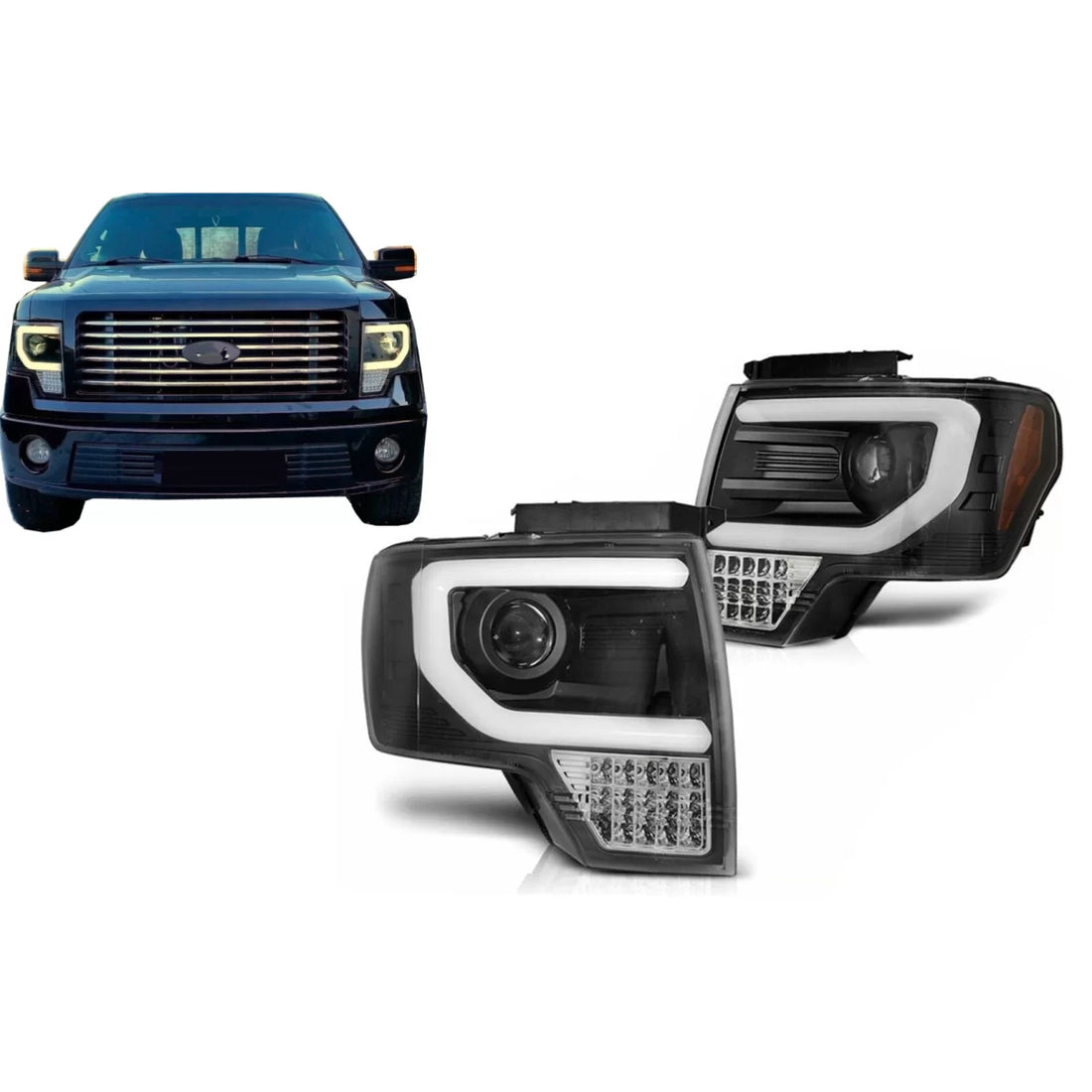 LED Headlights suitable for Ford F150 Mk12 (2008-2014) Black – product image 1