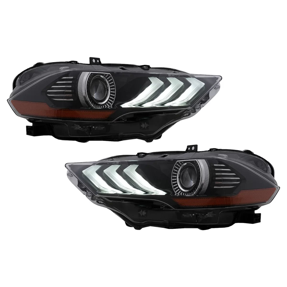 LED Headlights suitable for Ford Mustang VI Facelift (2018-2022) Black Dynamic Turning Lights RGB DRL – product image 1