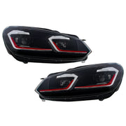 LED Headlights suitable for VW Golf 6 VI (2008-2013) With Facelift G7.5 GTI Look Red Flowing Dynamic Sequential Turning Light