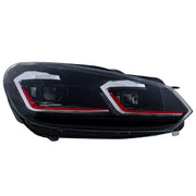 LED Headlights suitable for VW Golf 6 VI (2008-2013) With Facelift G7.5 GTI Look Red Flowing Dynamic Sequential Turning Light