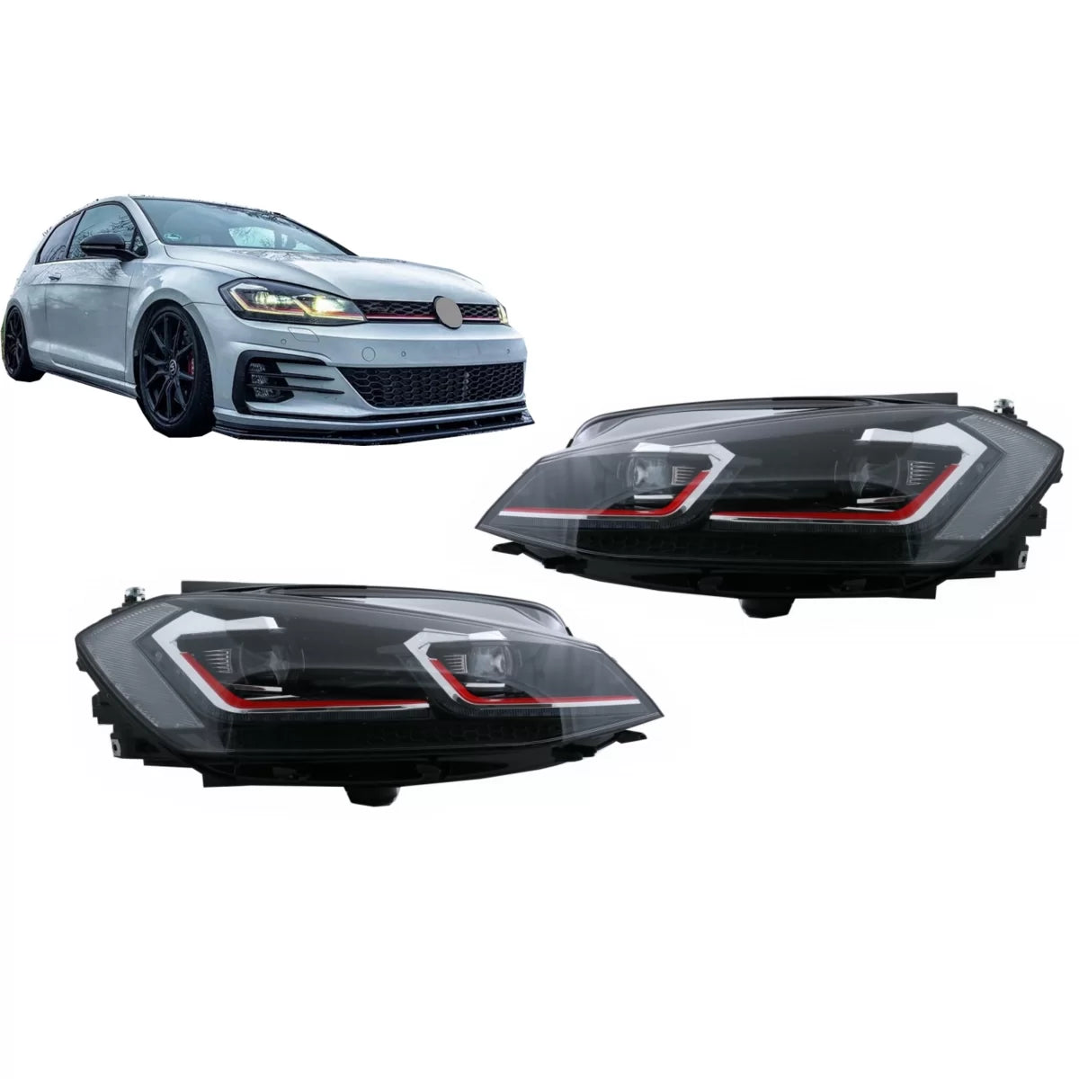 LED Headlights suitable for VW Golf 7.5 VII (2017-Up) GTI Look with Sequential Dynamic Turning Lights – product image 1