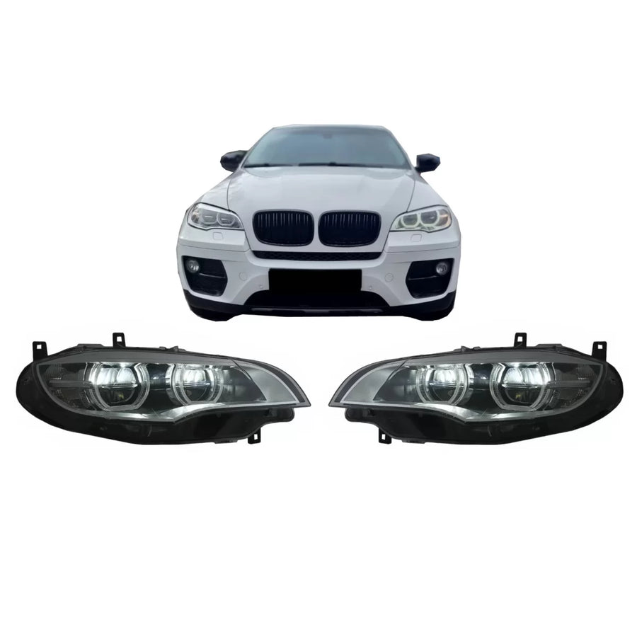 LED Headlights Xenon Angel Eyes 3D Dual Halo Rims suitable for BMW X6 E71 (2008-2012) – product image 1
