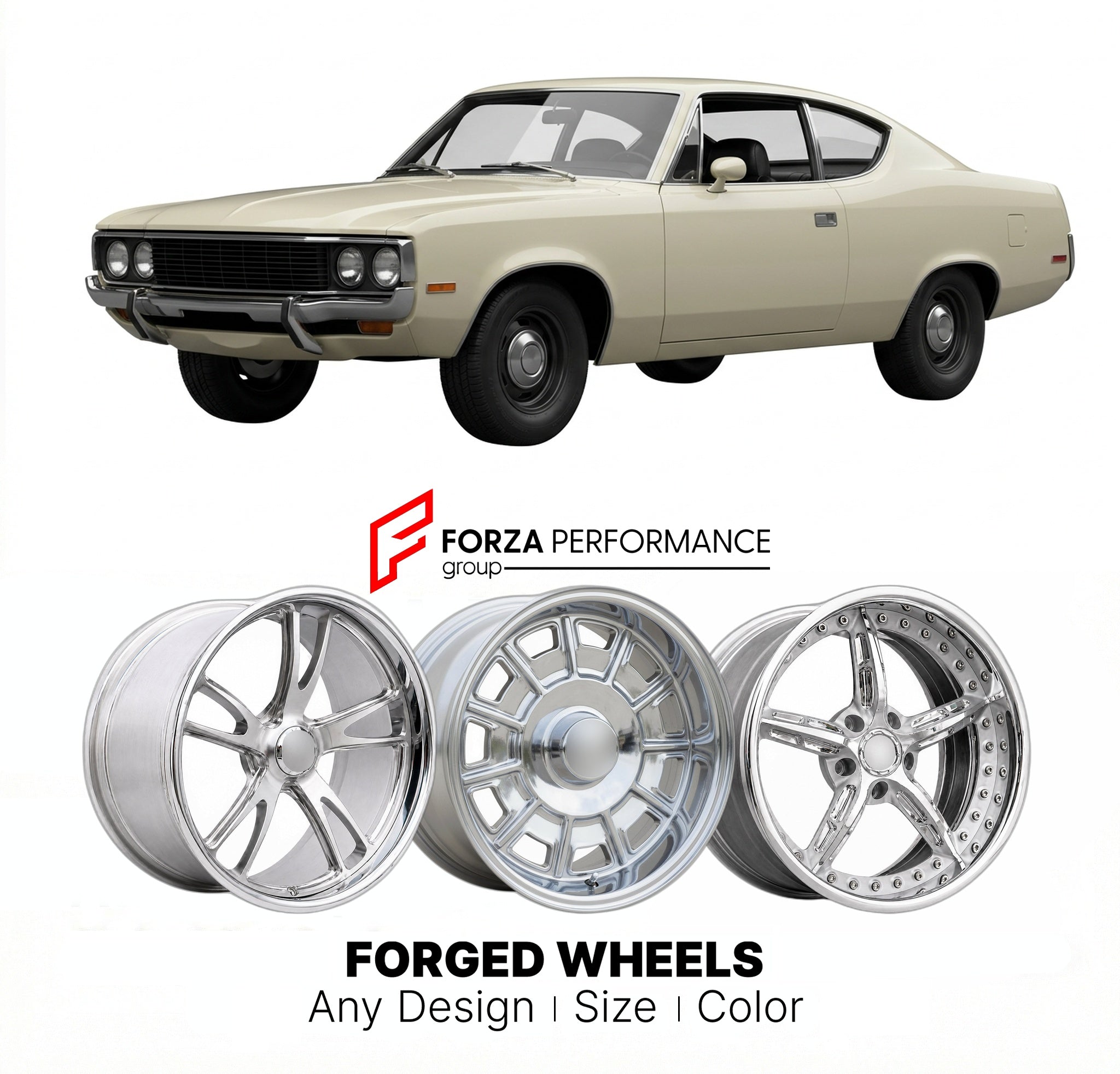 CUSTOM CLASSIC VINTAGE RESTOMOD RETRO OLD SCHOOL FORGED WHEELS RIMS for AMC MATADOR MACHINE 1970 - 1971