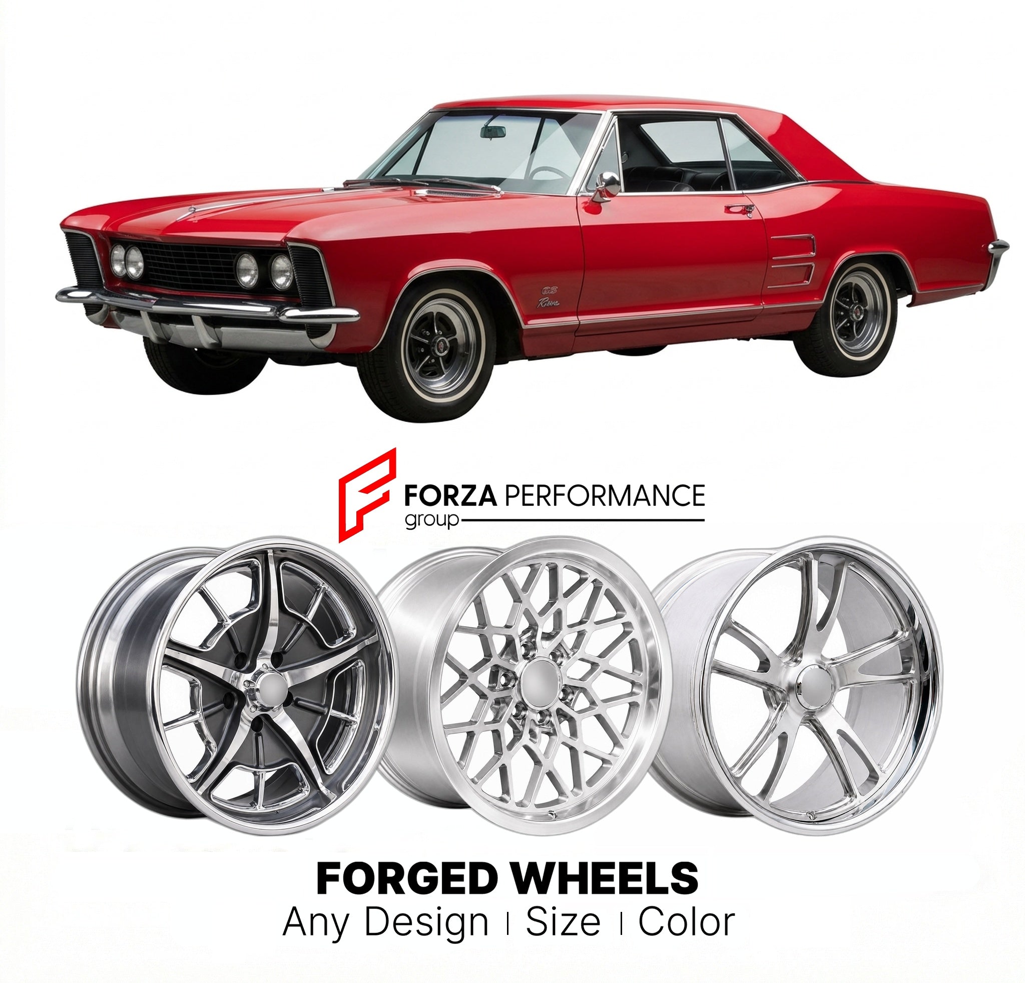 CUSTOM CLASSIC VINTAGE RESTOMOD RETRO OLD SCHOOL FORGED WHEELS RIMS for BUICK CENTURY GS 1965 - 1967