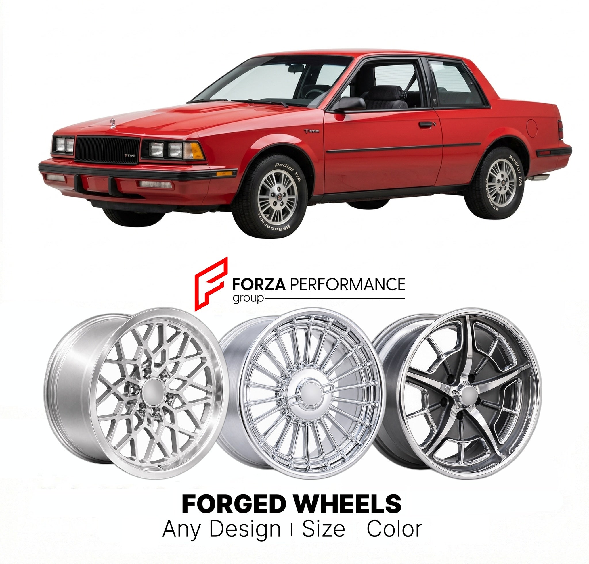 CUSTOM CLASSIC VINTAGE RESTOMOD RETRO OLD SCHOOL FORGED WHEELS RIMS for BUICK CENTURY T-TYPE 1984 - 1986