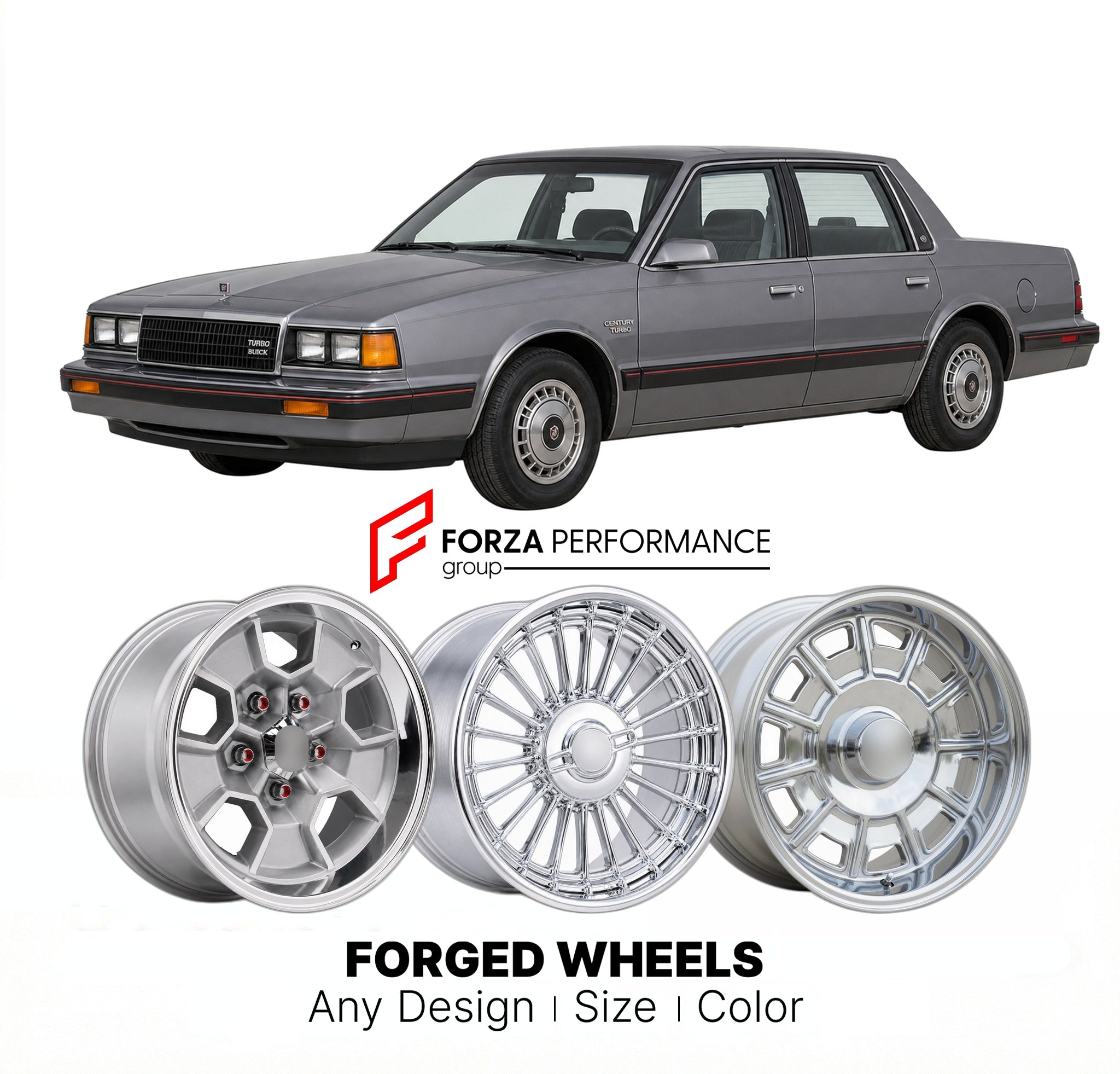 CUSTOM CLASSIC VINTAGE RESTOMOD RETRO OLD SCHOOL FORGED WHEELS RIMS for BUICK CENTURY TURBO 1982 - 1983