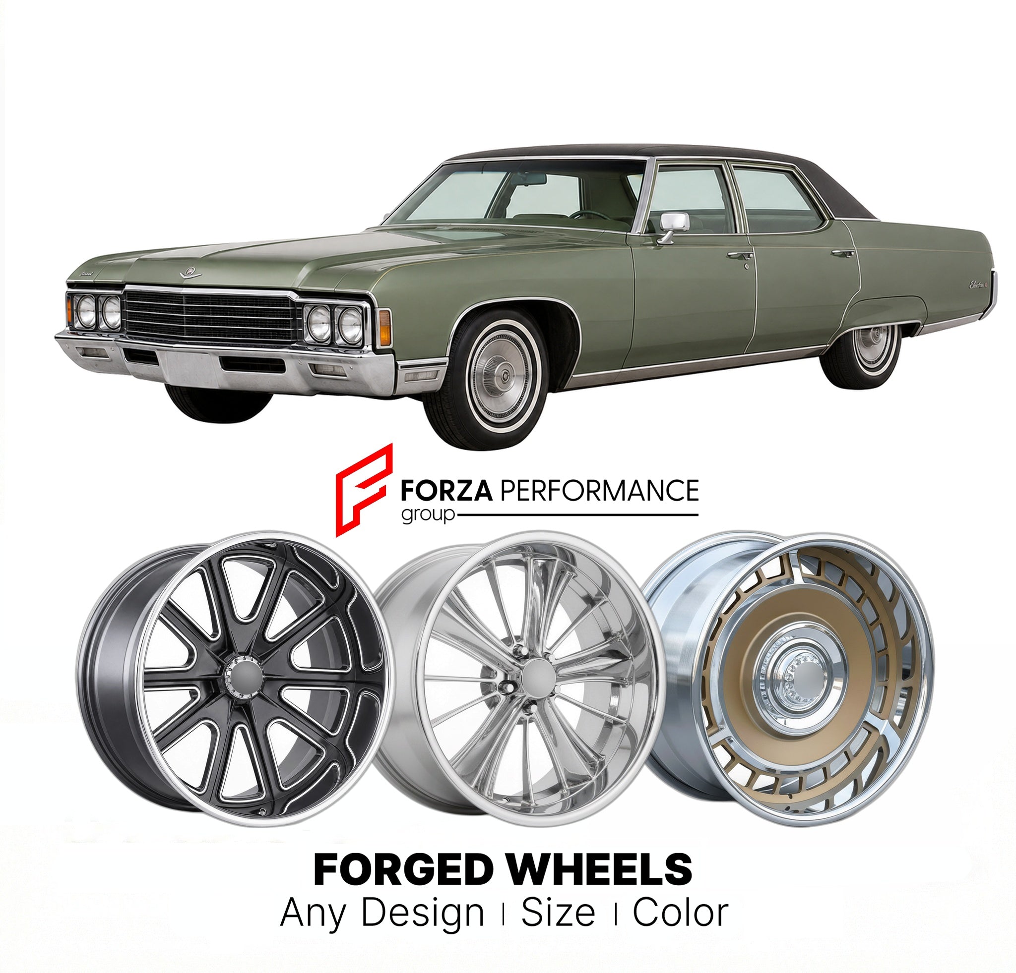 CUSTOM CLASSIC VINTAGE RESTOMOD RETRO OLD SCHOOL FORGED WHEELS RIMS for BUICK ELECTRA 1971 - 1976