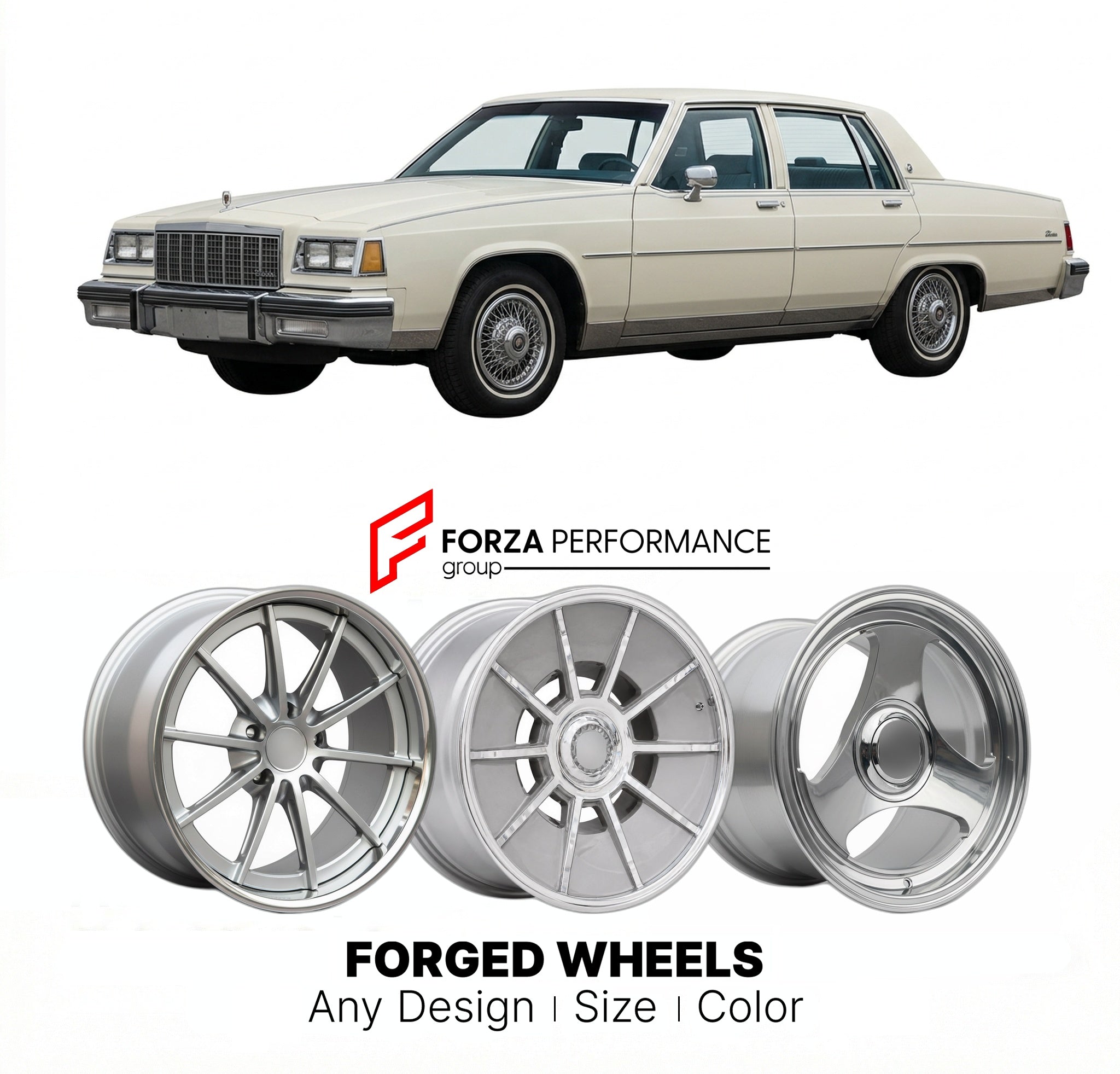 CUSTOM CLASSIC VINTAGE RESTOMOD RETRO OLD SCHOOL FORGED WHEELS RIMS for BUICK ELECTRA 225 LIMITED 1980 - 1984