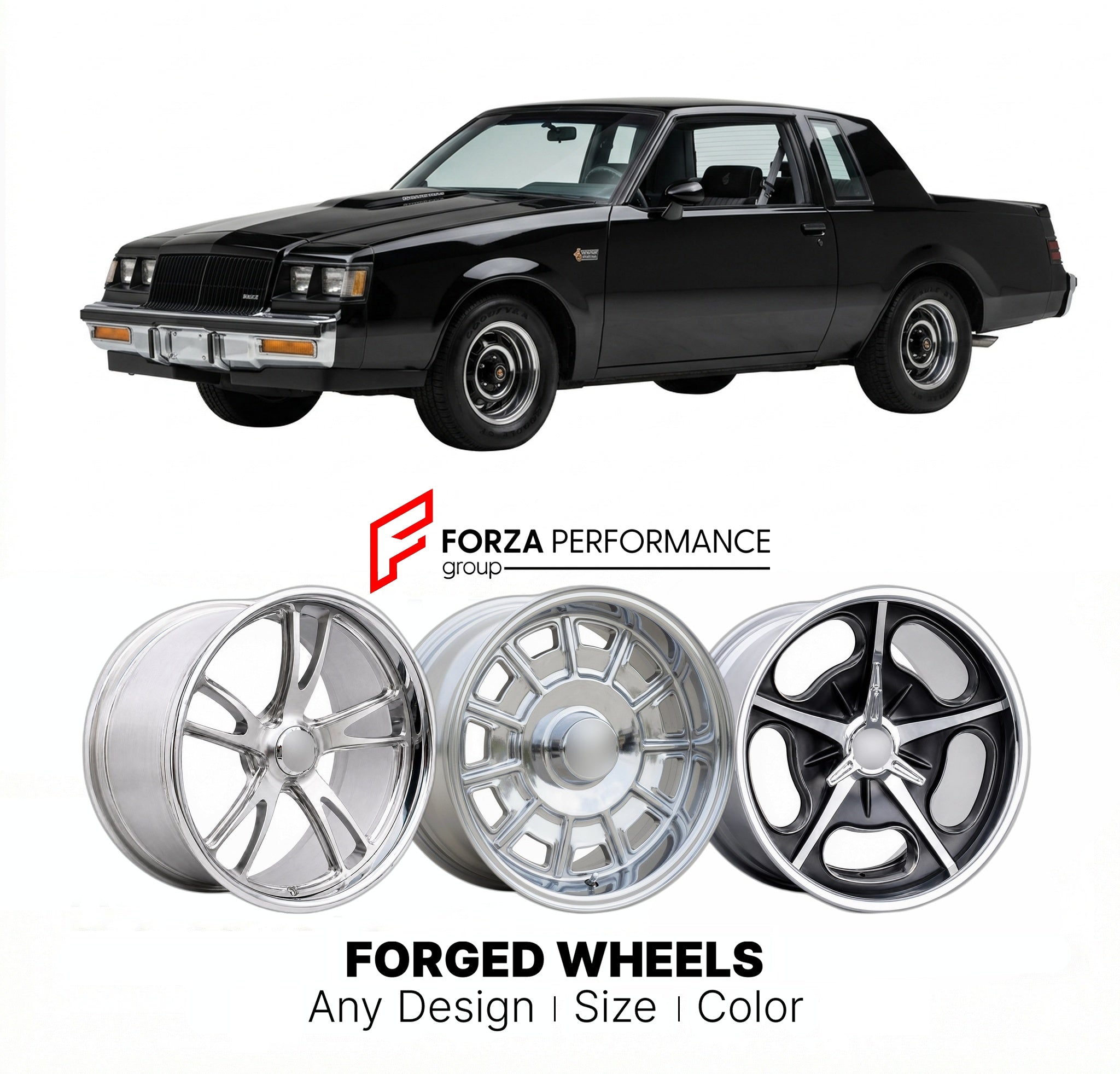 CUSTOM CLASSIC VINTAGE RESTOMOD RETRO OLD SCHOOL FORGED WHEELS RIMS for BUICK GRAND NATIONAL 1982 - 1987