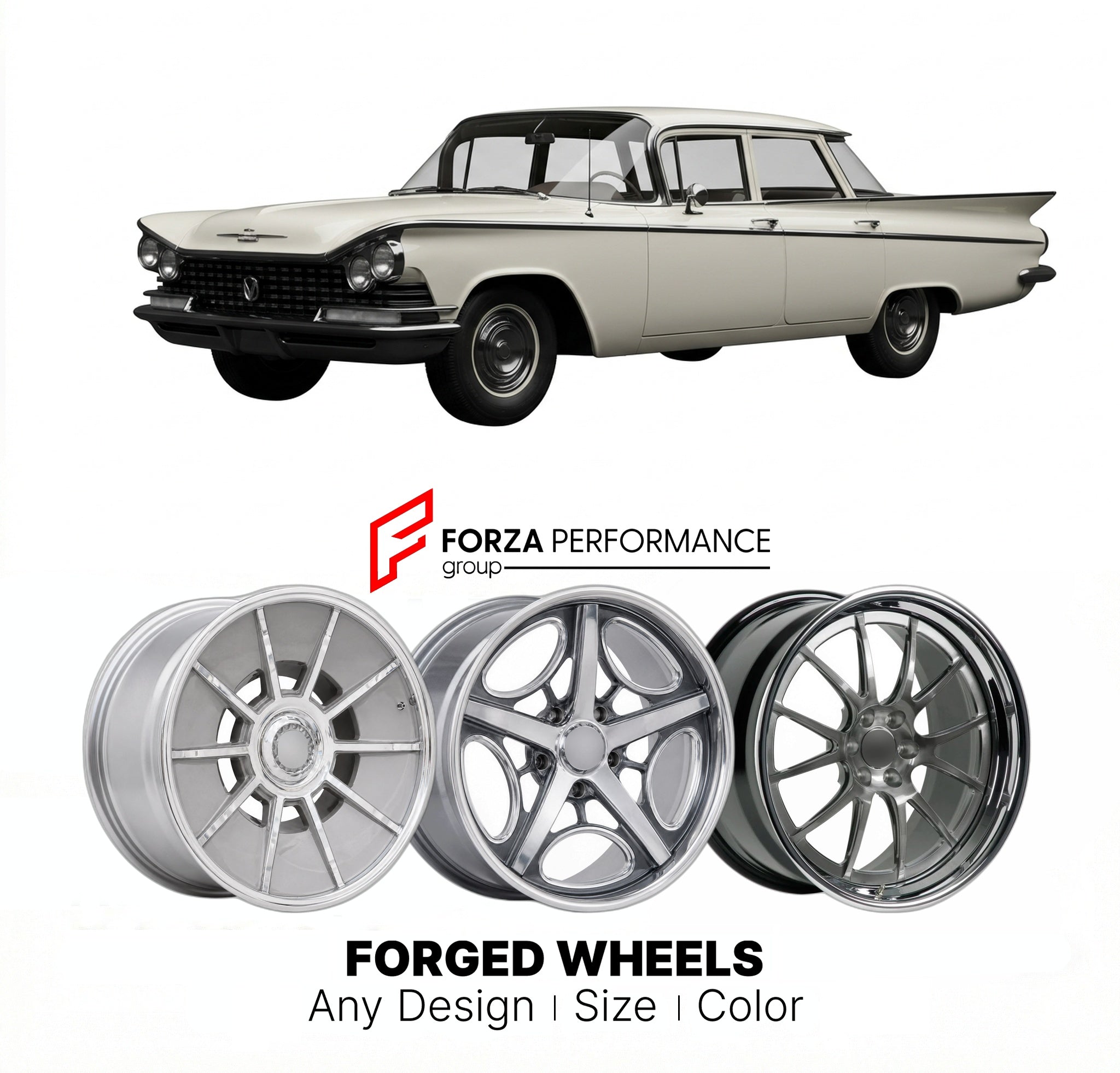 CUSTOM CLASSIC VINTAGE RESTOMOD RETRO OLD SCHOOL FORGED WHEELS RIMS for BUICK LESABRE 1959 - 1960