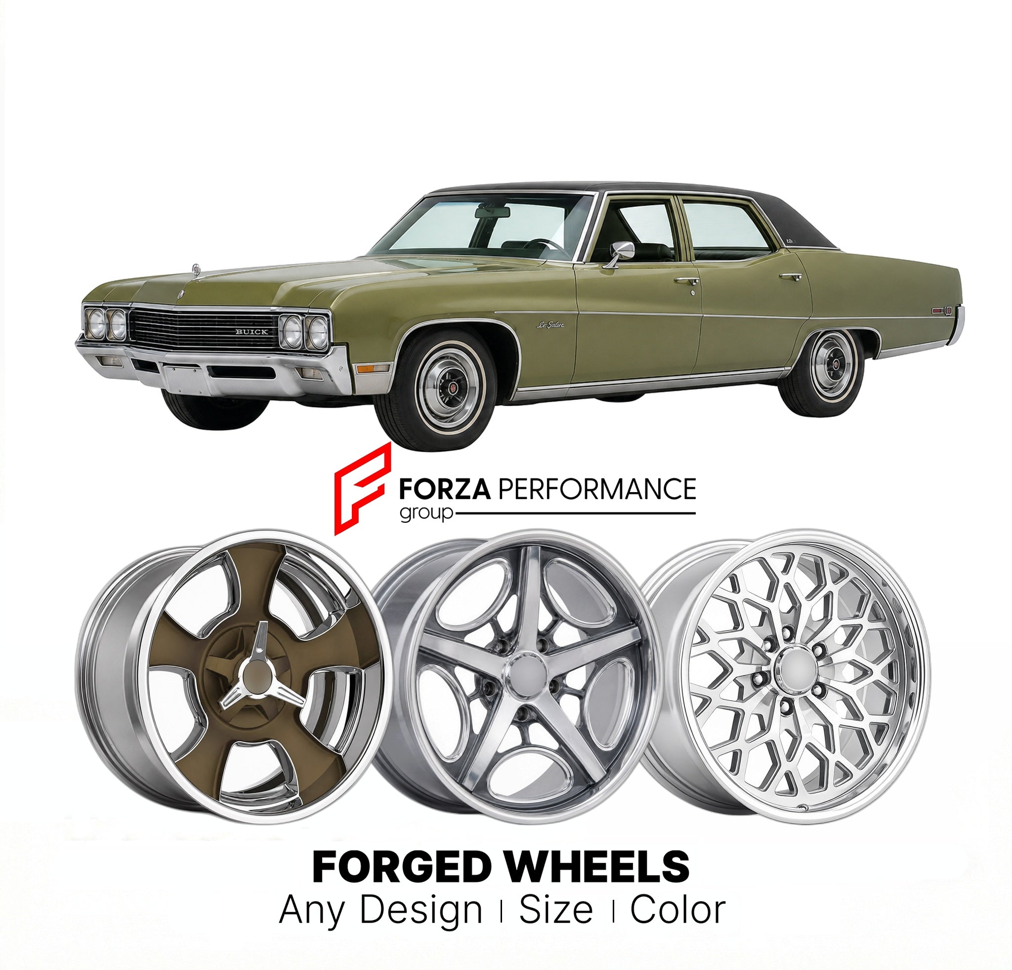 CUSTOM CLASSIC VINTAGE RESTOMOD RETRO OLD SCHOOL FORGED WHEELS RIMS for BUICK LESABRE 1971 - 1976
