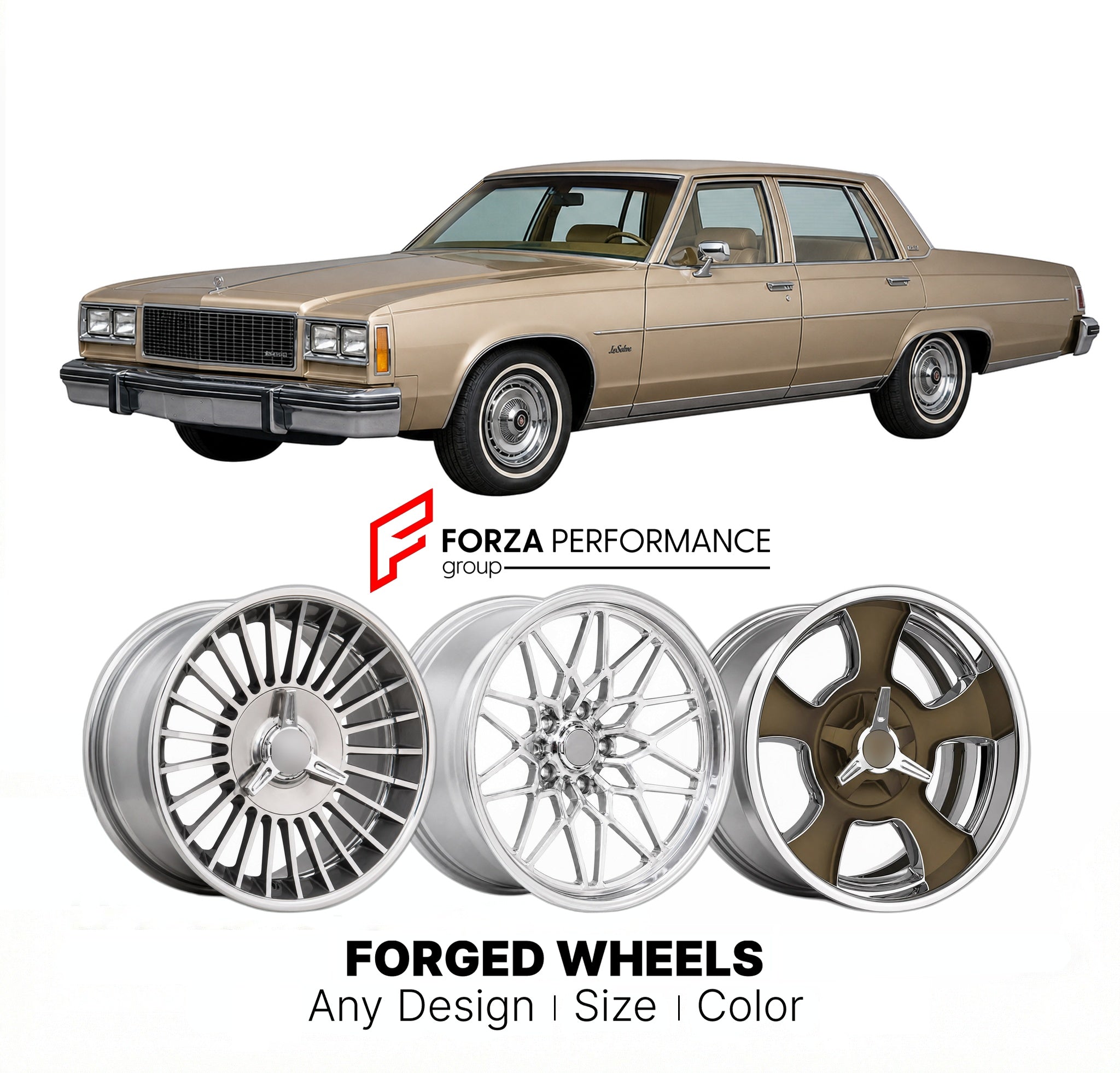 CUSTOM CLASSIC VINTAGE RESTOMOD RETRO OLD SCHOOL FORGED WHEELS RIMS for BUICK LESABRE 1977 - 1985