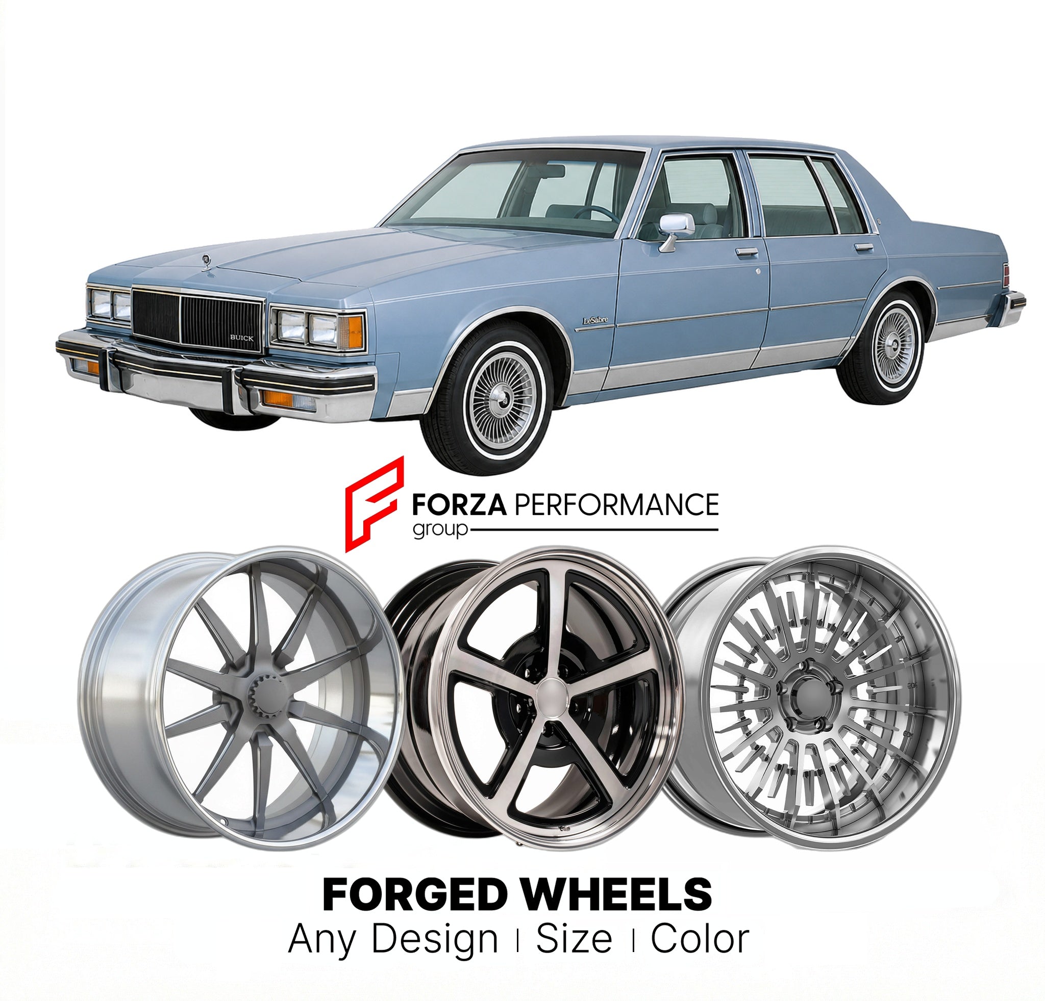 CUSTOM CLASSIC VINTAGE RESTOMOD RETRO OLD SCHOOL FORGED WHEELS RIMS for BUICK LESABRE 1986 - 1990
