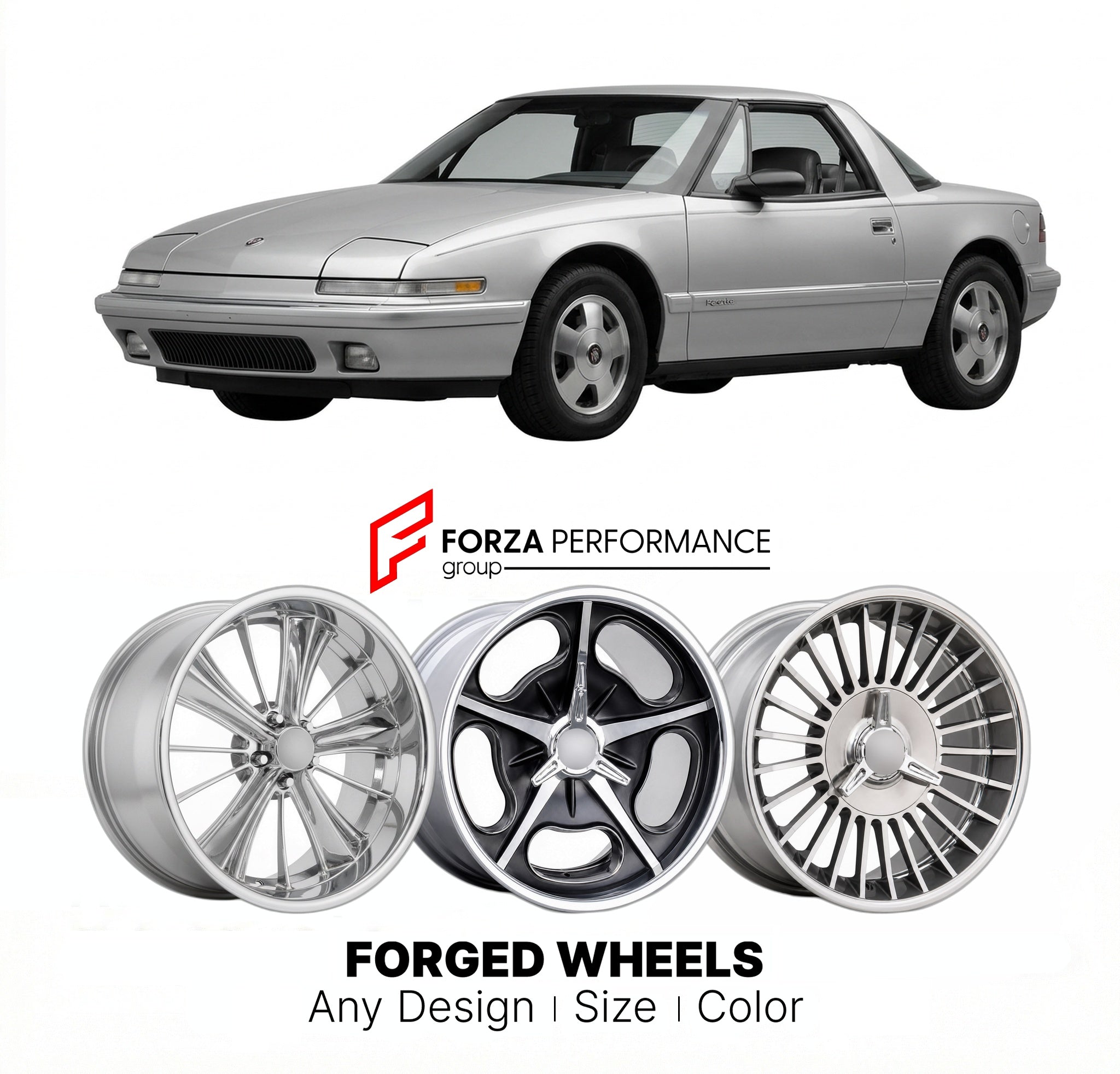 CUSTOM CLASSIC VINTAGE RESTOMOD RETRO OLD SCHOOL FORGED WHEELS RIMS for BUICK REATTA 1988 - 1990