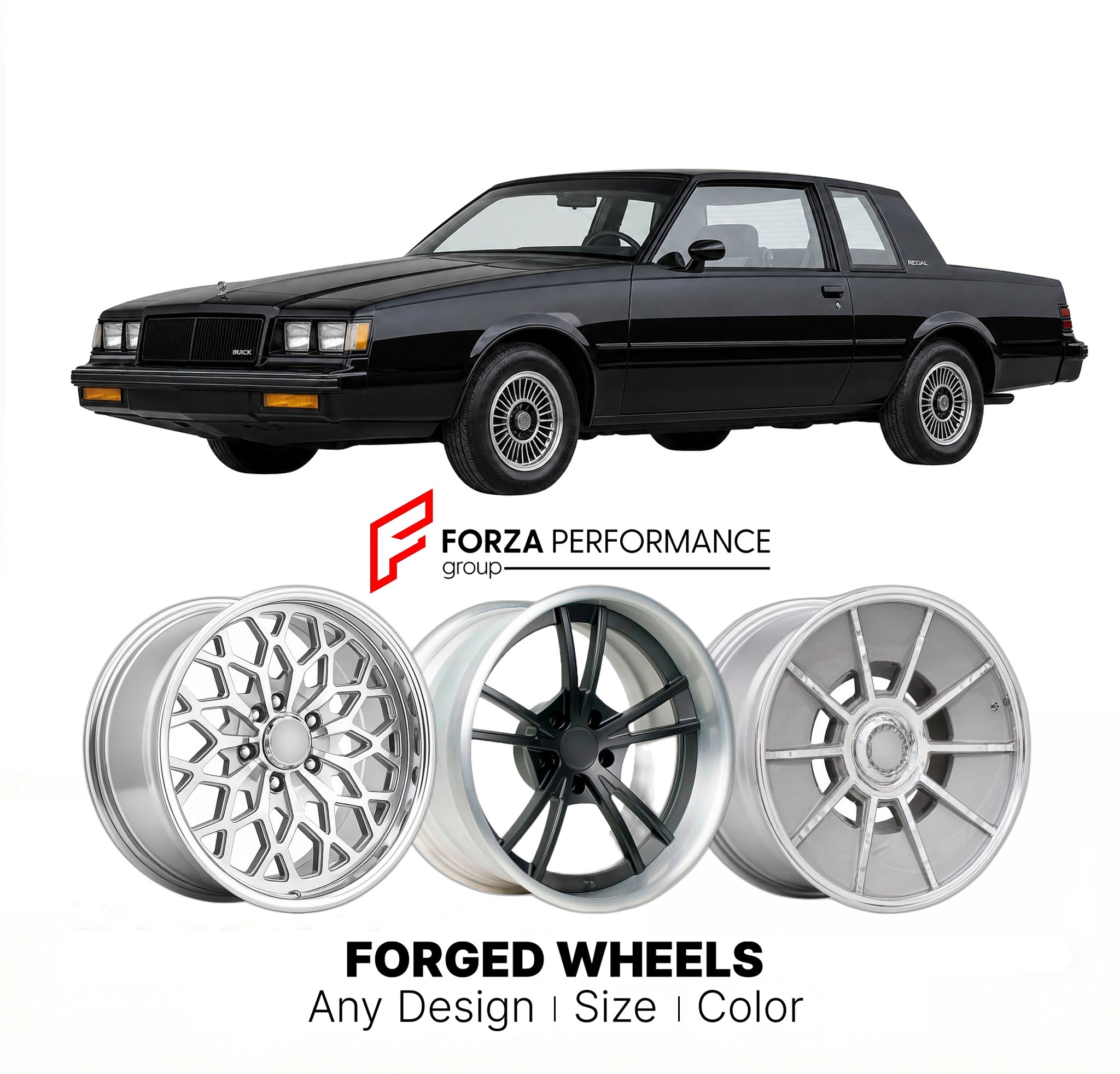 CUSTOM CLASSIC VINTAGE RESTOMOD RETRO OLD SCHOOL FORGED WHEELS RIMS for BUICK REGAL 1988 - 1989