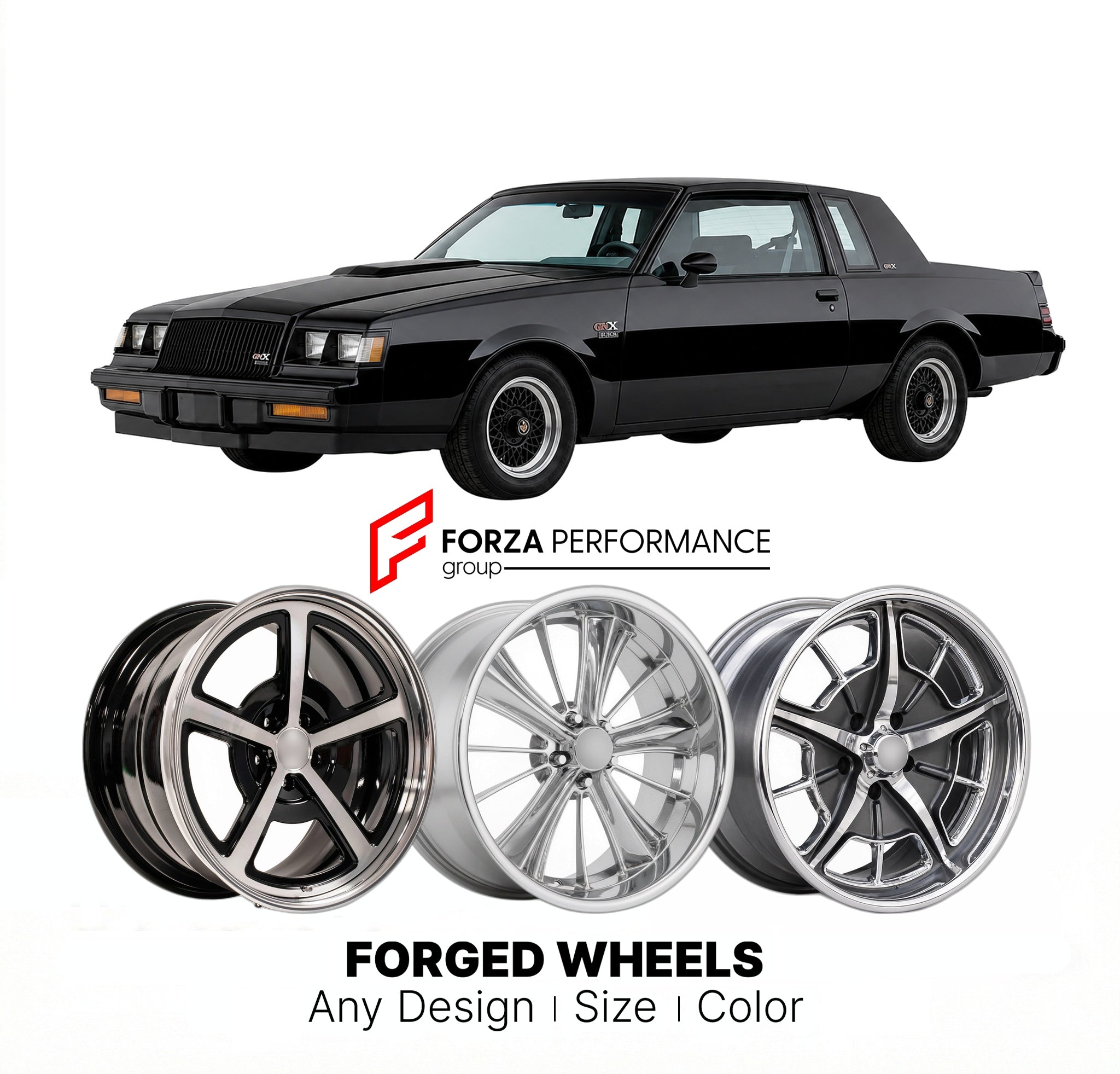 CUSTOM CLASSIC VINTAGE RESTOMOD RETRO OLD SCHOOL FORGED WHEELS RIMS for BUICK REGAL GNX 1987 - 1987