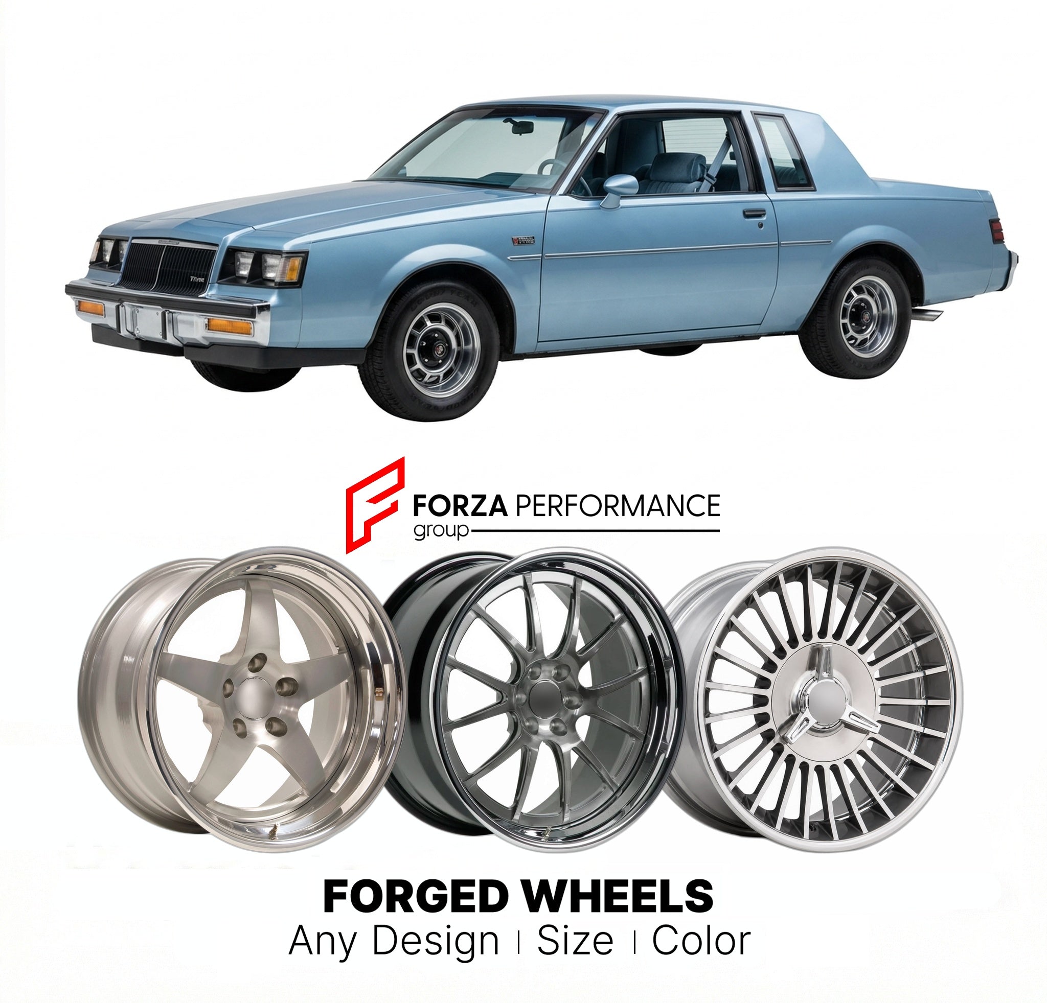 CUSTOM CLASSIC VINTAGE RESTOMOD RETRO OLD SCHOOL FORGED WHEELS RIMS for BUICK REGAL T-TYPE 1984 - 1987