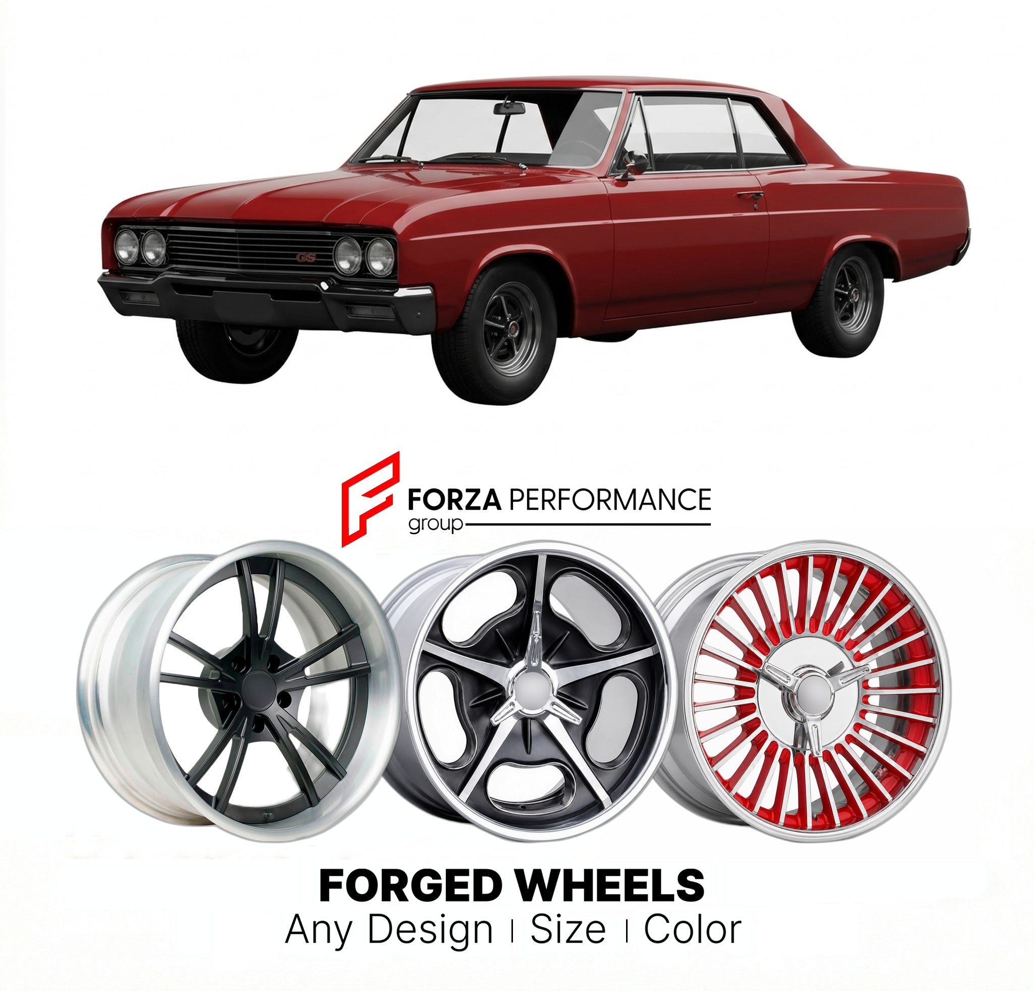 CUSTOM CLASSIC VINTAGE RESTOMOD RETRO OLD SCHOOL FORGED WHEELS RIMS for BUICK SKYLARK GS 400 1965 - 1967