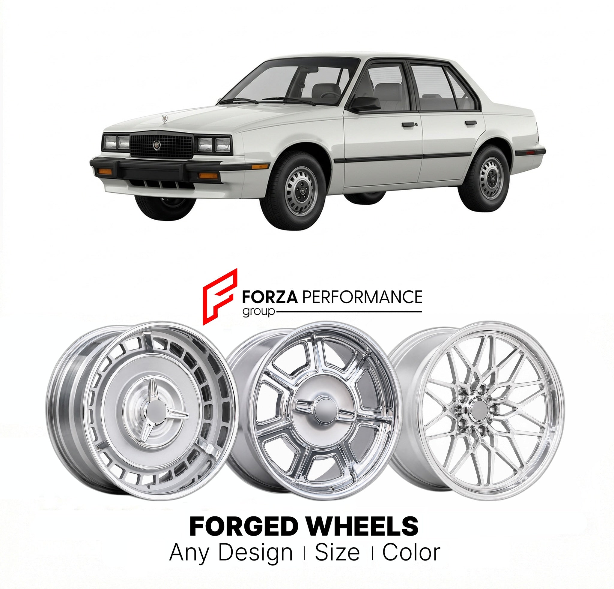 CUSTOM CLASSIC VINTAGE RESTOMOD RETRO OLD SCHOOL FORGED WHEELS RIMS for CADILLAC CIMARRON 1982 - 1988