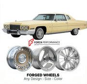 CUSTOM CLASSIC VINTAGE RESTOMOD RETRO OLD SCHOOL FORGED WHEELS RIMS for CADILLAC COUPE DE VILLE 1971 - 1976