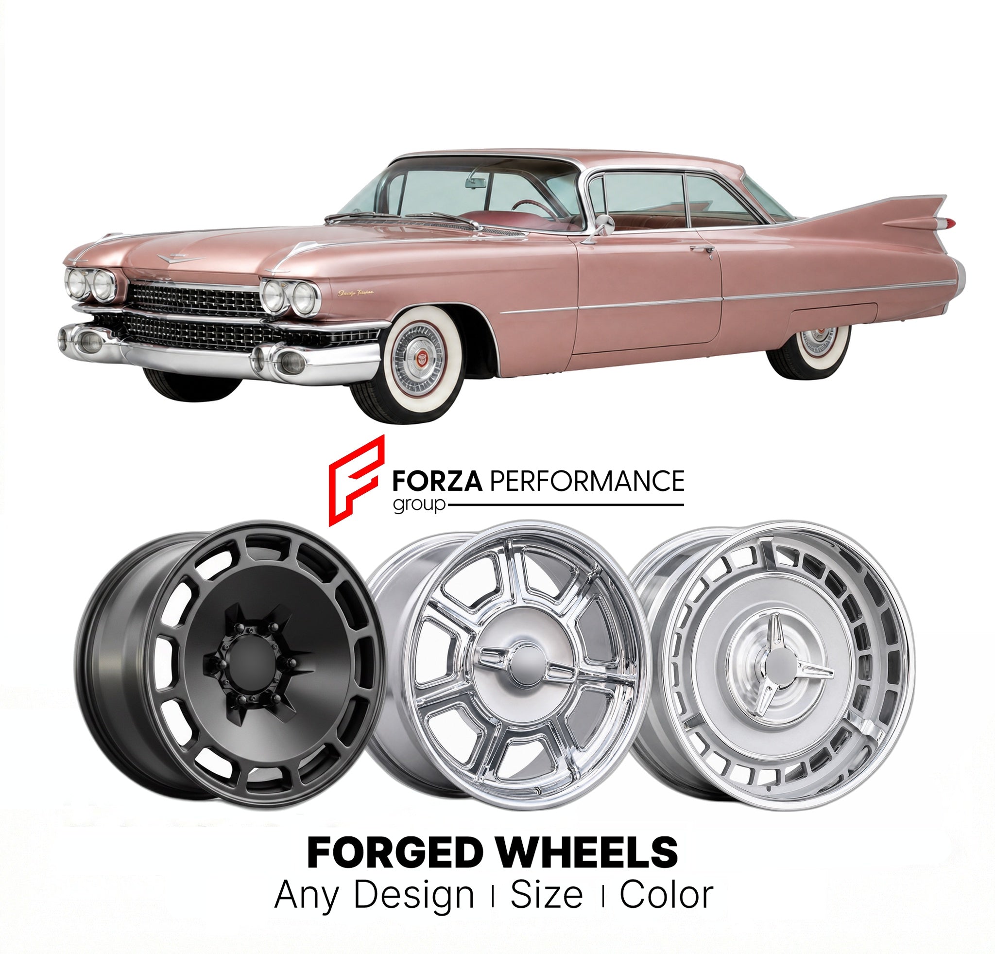 CUSTOM CLASSIC VINTAGE RESTOMOD RETRO OLD SCHOOL FORGED WHEELS RIMS for CADILLAC ELDORADO 1959 - 1960