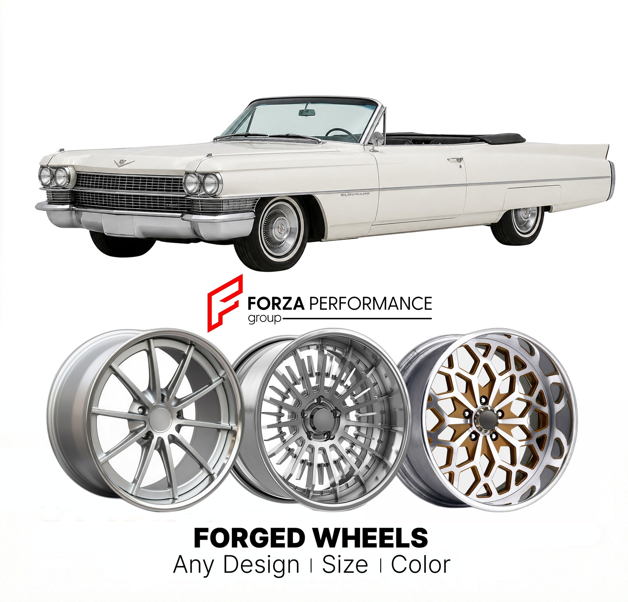 CUSTOM CLASSIC VINTAGE RESTOMOD RETRO OLD SCHOOL FORGED WHEELS RIMS for CADILLAC ELDORADO 1963 - 1964
