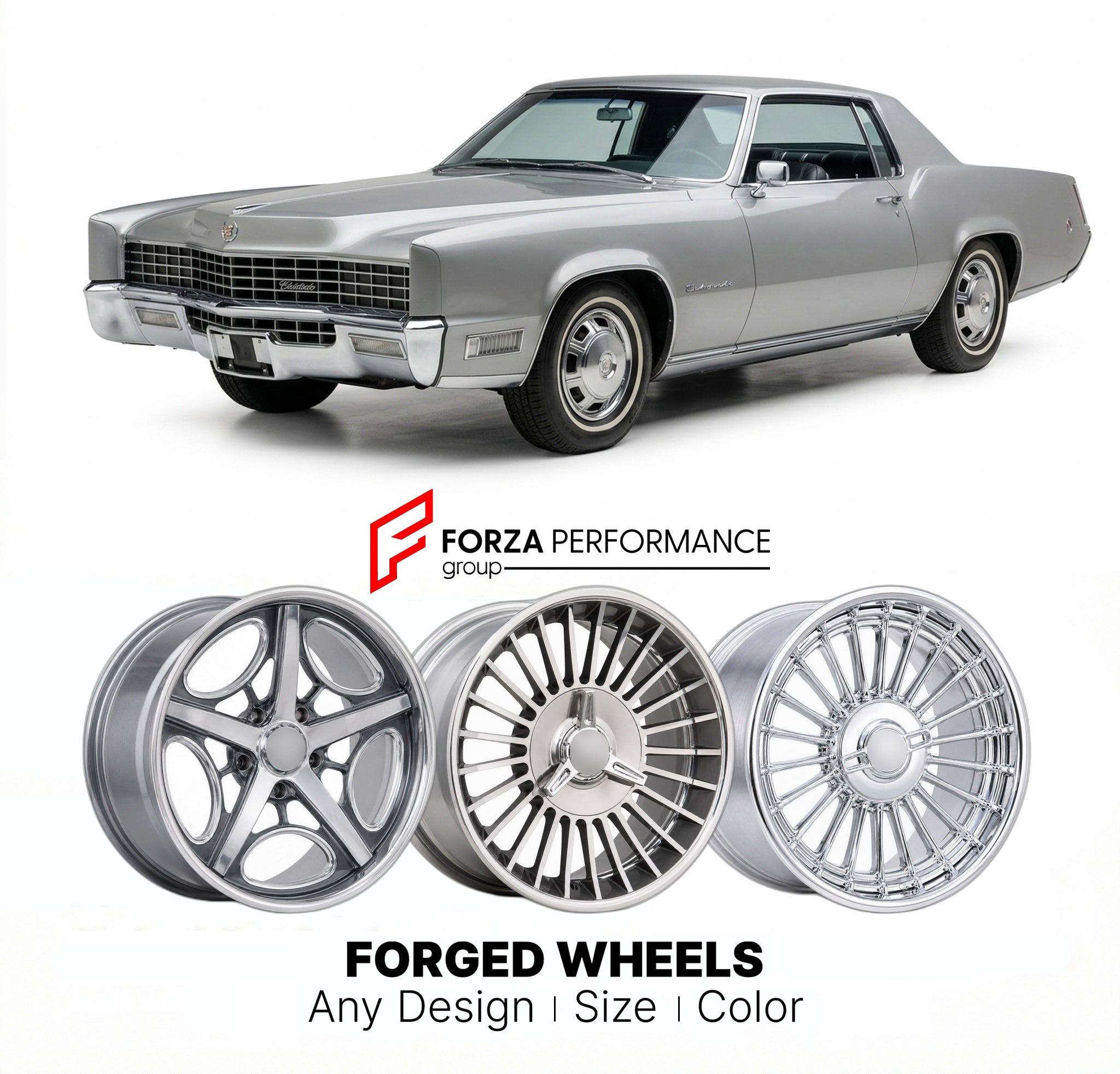 CUSTOM CLASSIC VINTAGE RESTOMOD RETRO OLD SCHOOL FORGED WHEELS RIMS for CADILLAC ELDORADO 1967 - 1970