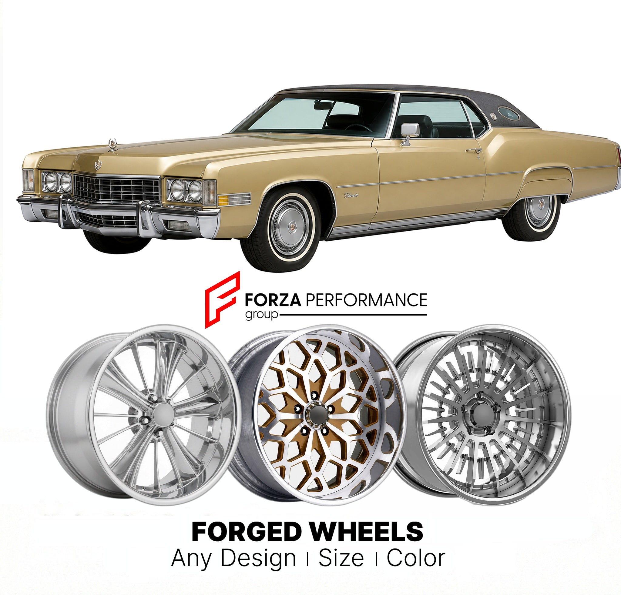 CUSTOM CLASSIC VINTAGE RESTOMOD RETRO OLD SCHOOL FORGED WHEELS RIMS for CADILLAC ELDORADO 1971 - 1978