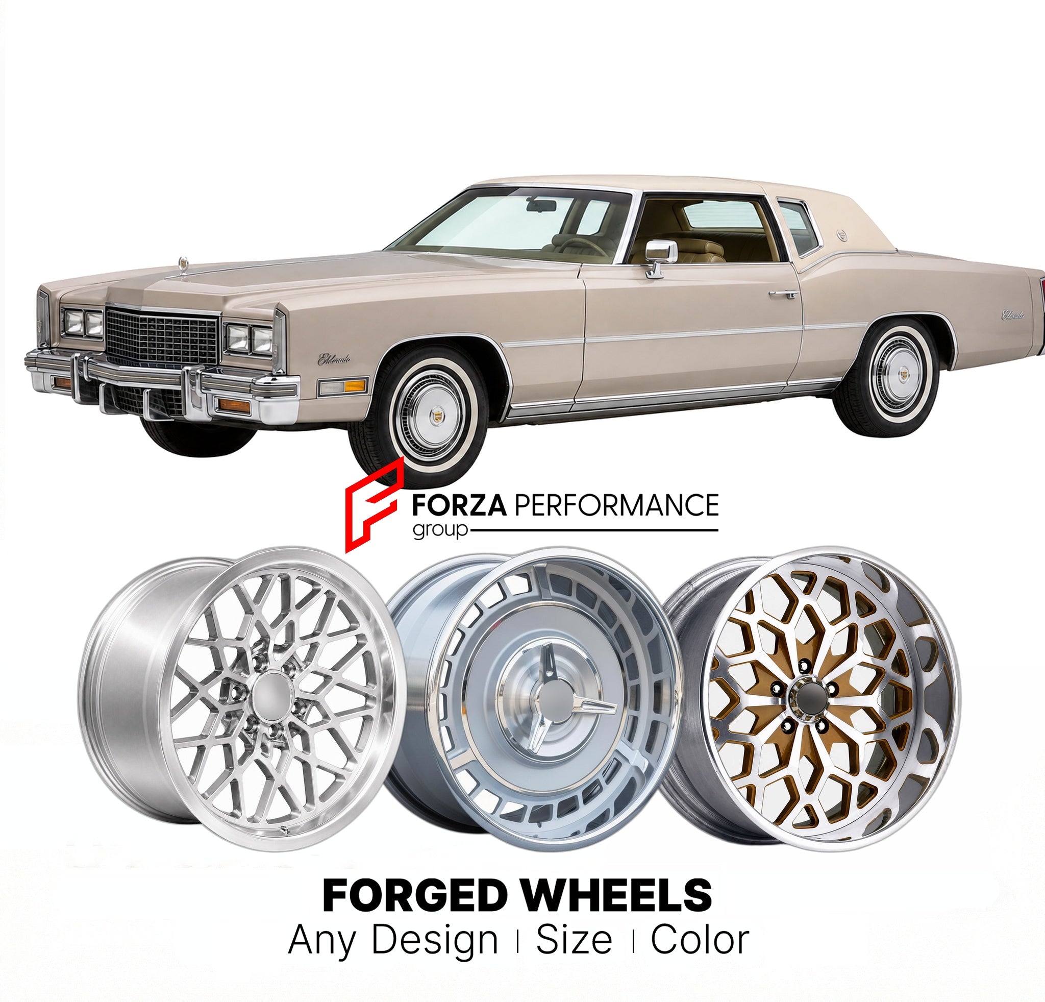 CUSTOM CLASSIC VINTAGE RESTOMOD RETRO OLD SCHOOL FORGED WHEELS RIMS for CADILLAC ELDORADO 1979 - 1985