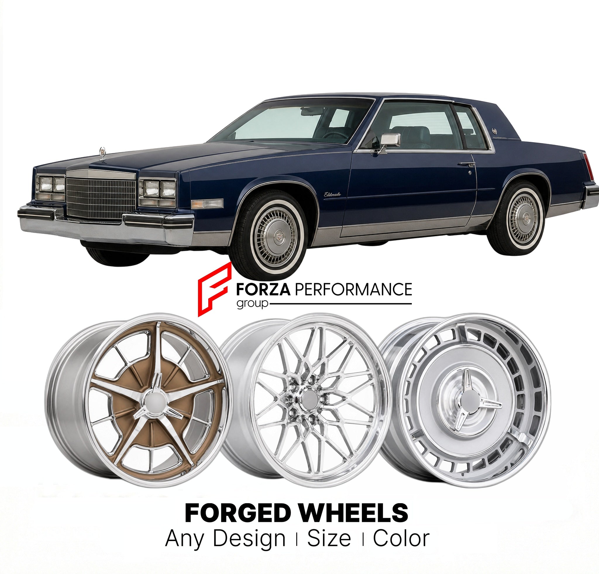 CUSTOM CLASSIC VINTAGE RESTOMOD RETRO OLD SCHOOL FORGED WHEELS RIMS for CADILLAC ELDORADO 1986 - 1990