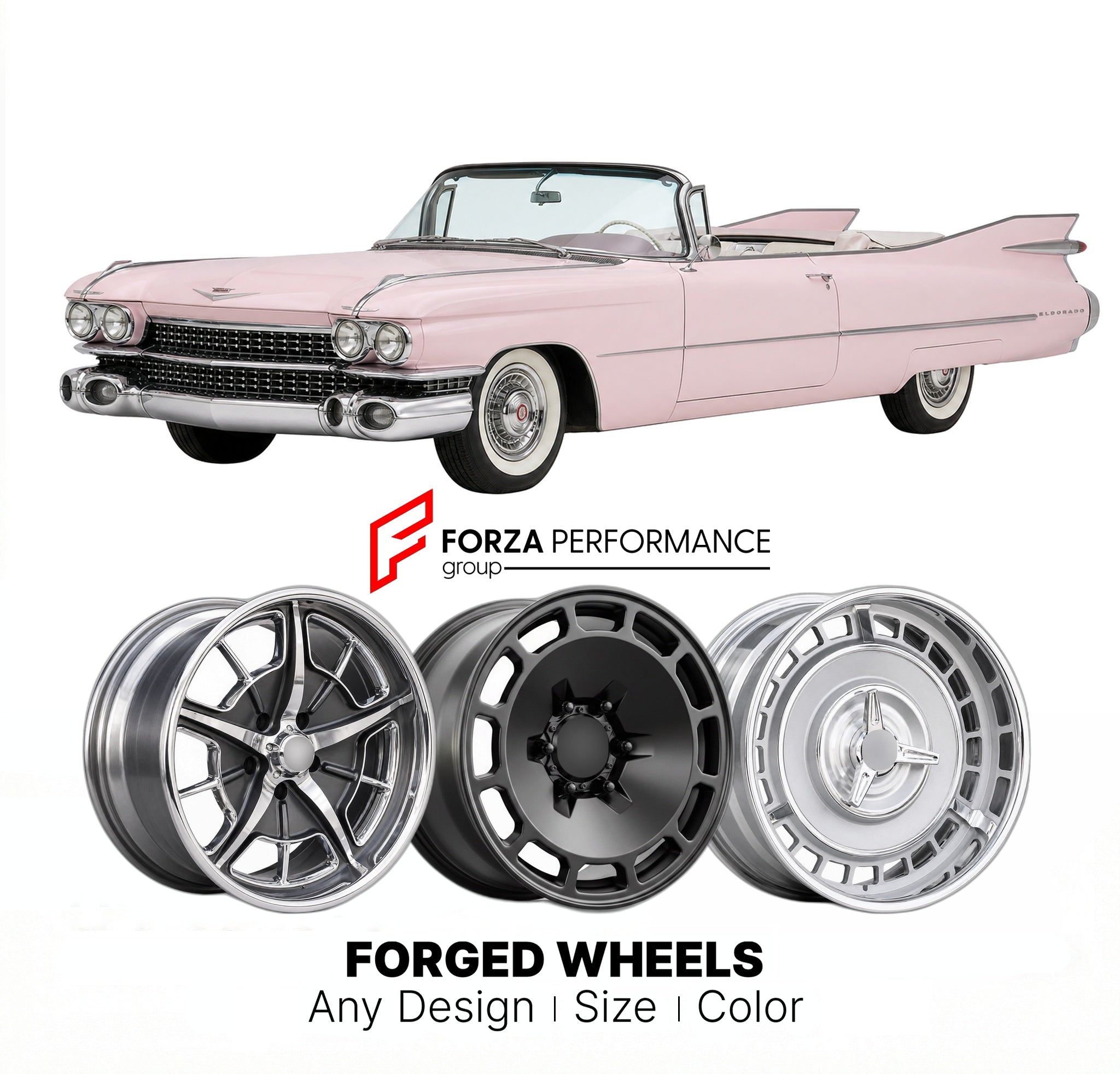 CUSTOM CLASSIC VINTAGE RESTOMOD RETRO OLD SCHOOL FORGED WHEELS RIMS for CADILLAC ELDORADO BIARRITZ 1959 - 1960