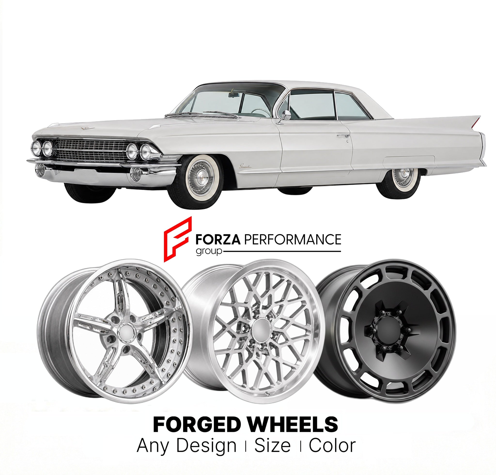 CUSTOM CLASSIC VINTAGE RESTOMOD RETRO OLD SCHOOL FORGED WHEELS RIMS for CADILLAC ELDORADO BIARRITZ 1961 - 1962