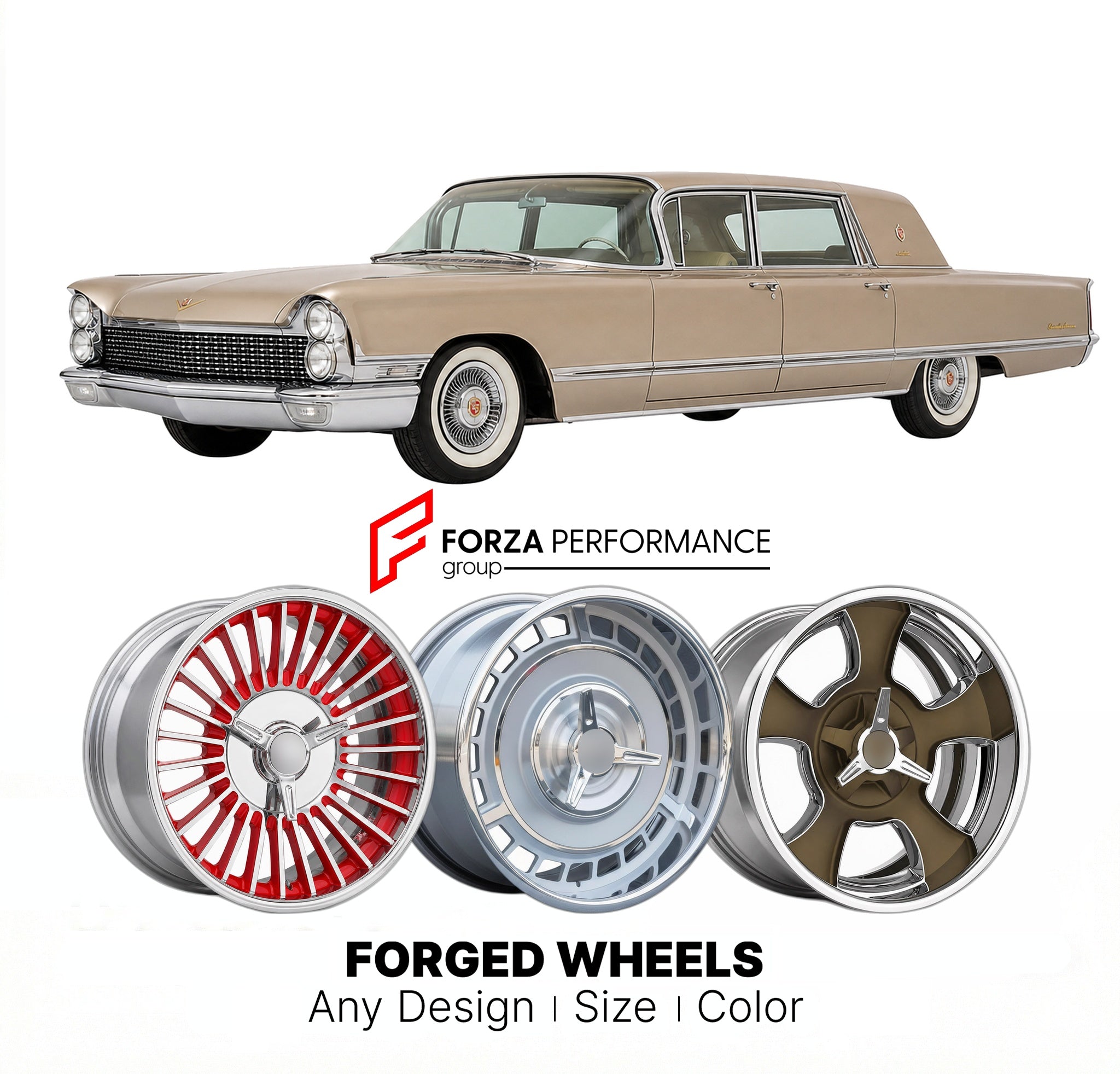 CUSTOM CLASSIC VINTAGE RESTOMOD RETRO OLD SCHOOL FORGED WHEELS RIMS for CADILLAC ELDORADO BROUGHAM 1959 - 1960
