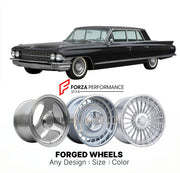 CUSTOM CLASSIC VINTAGE RESTOMOD RETRO OLD SCHOOL FORGED WHEELS RIMS for CADILLAC FLEETWOOD 1961 - 1964