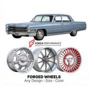 CUSTOM CLASSIC VINTAGE RESTOMOD RETRO OLD SCHOOL FORGED WHEELS RIMS for CADILLAC FLEETWOOD 1965 - 1970