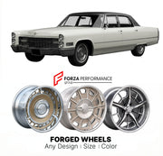 CUSTOM CLASSIC VINTAGE RESTOMOD RETRO OLD SCHOOL FORGED WHEELS RIMS for CADILLAC FLEETWOOD BROUGHAM 1966 - 1970