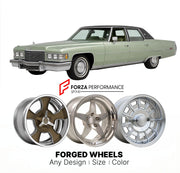 CUSTOM CLASSIC VINTAGE RESTOMOD RETRO OLD SCHOOL FORGED WHEELS RIMS for CADILLAC FLEETWOOD BROUGHAM 1971 - 1976