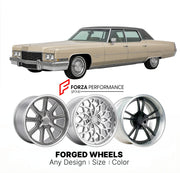 CUSTOM CLASSIC VINTAGE RESTOMOD RETRO OLD SCHOOL FORGED WHEELS RIMS for CADILLAC FLEETWOOD SEVENTY-FIVE 1971 - 1976